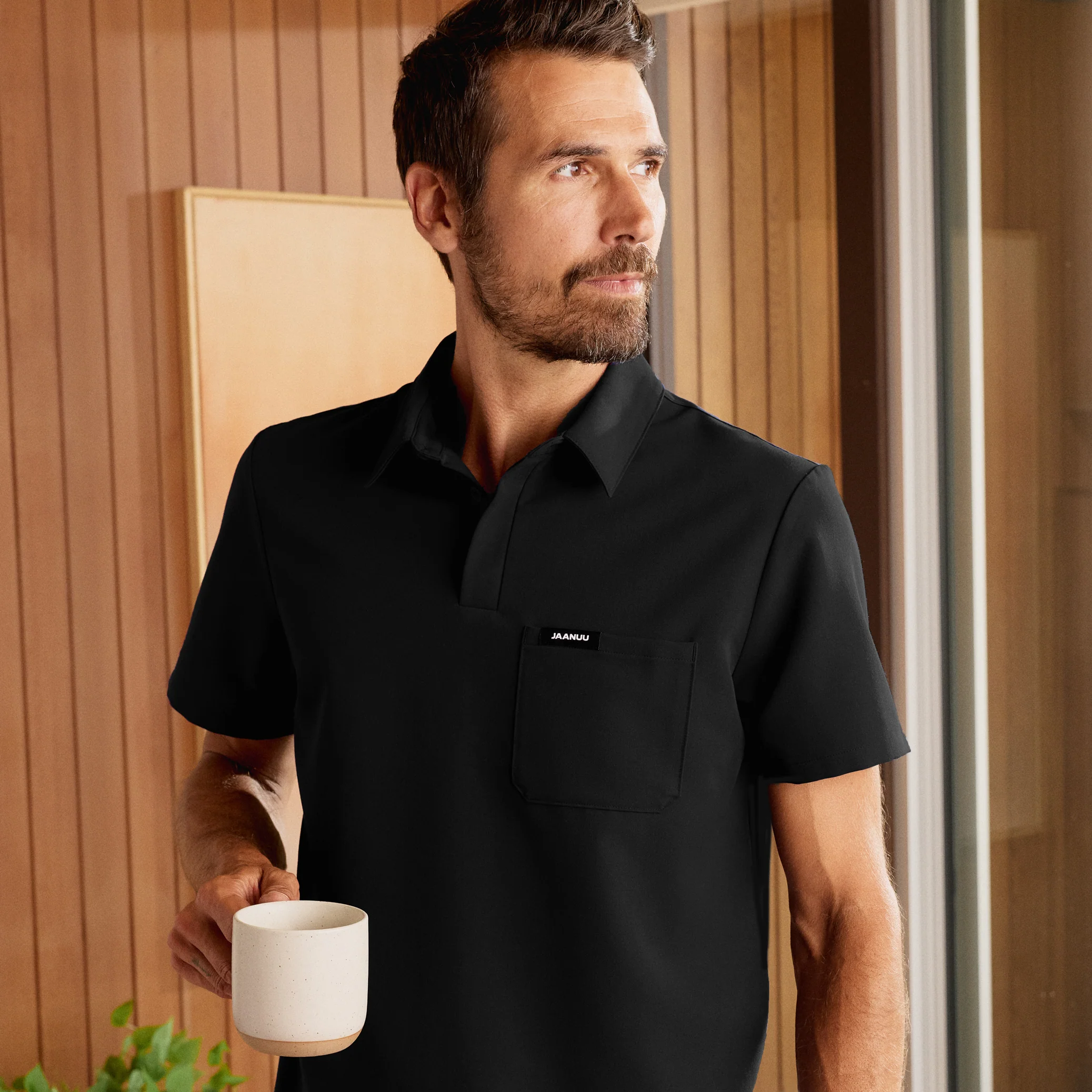 Calderon Polo Scrub Top - Black - Image 2