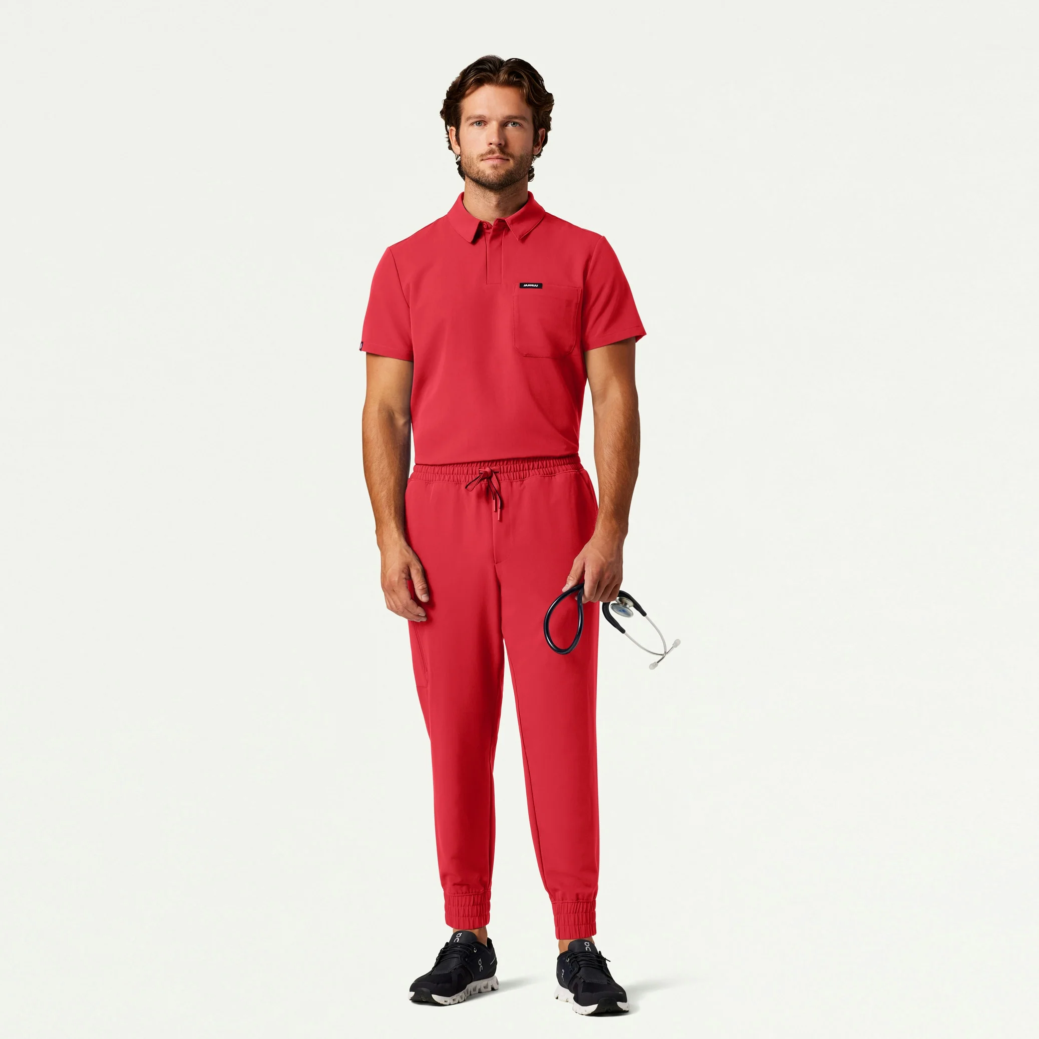 Cobot 8-Pocket Scrub Jogger - Brilliant Red - Image 3