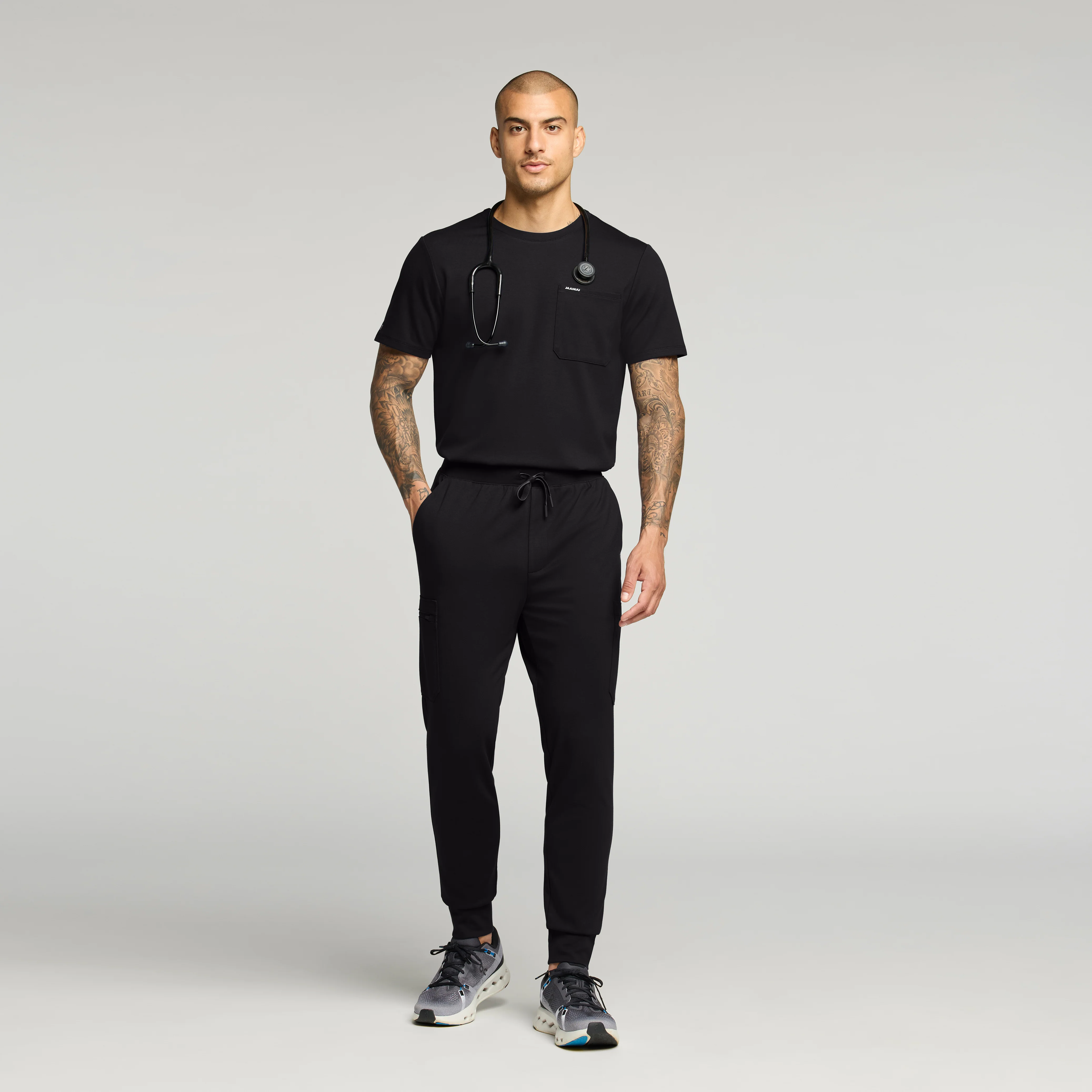 Finn Crewneck UltraSOFT Scrub Top - Black - Image 3