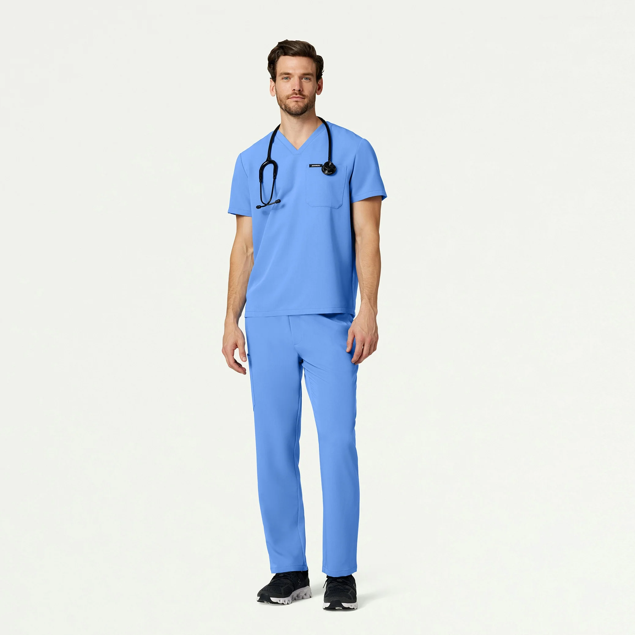 Holmes Everyday 1-Pocket Scrub Top - Ceil Blue - Image 3