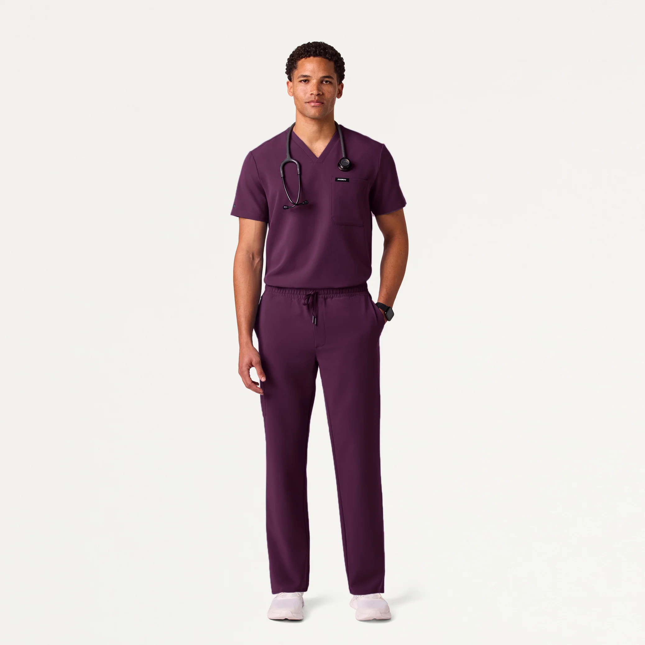 Holmes Everyday 1-Pocket Scrub Top - Deep Eggplant - Image 2