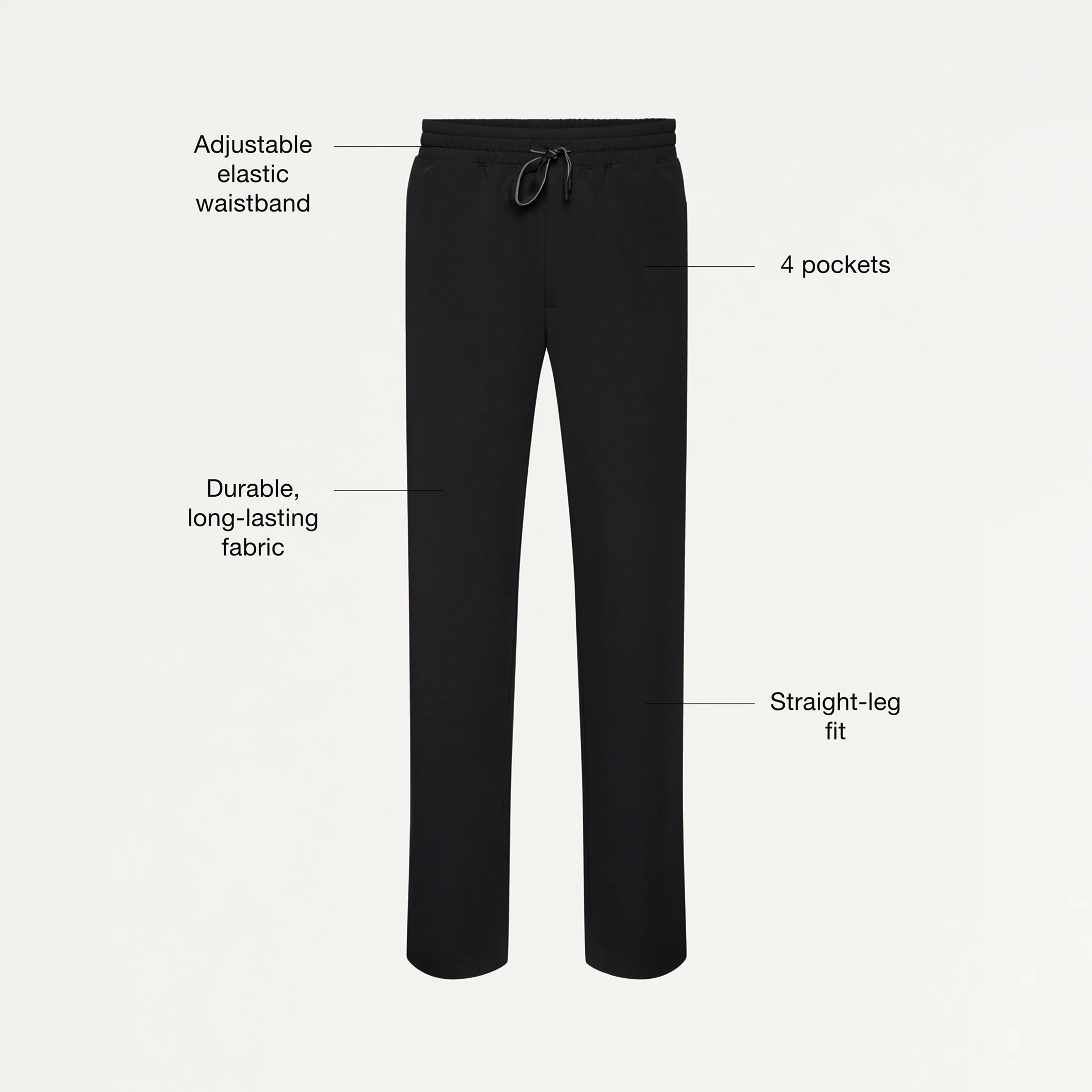 Jaanuu UltraLAST™ Essential Performance Men's 5-Pocket Scrub Set - Jet Black - Image 5