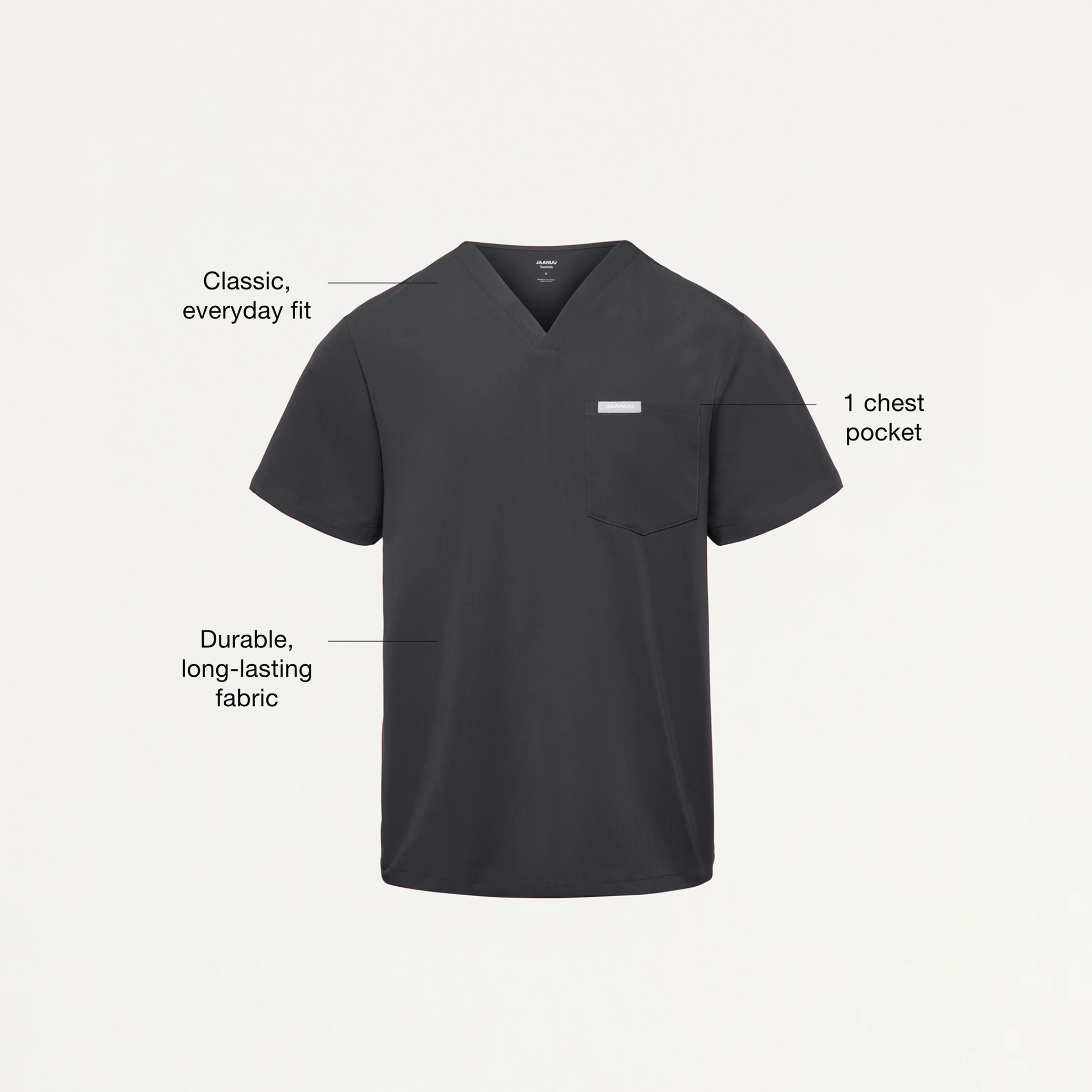 Jaanuu UltraLAST™ Essential Performance Men's 5-Pocket Scrub Set - Pewter - Image 3