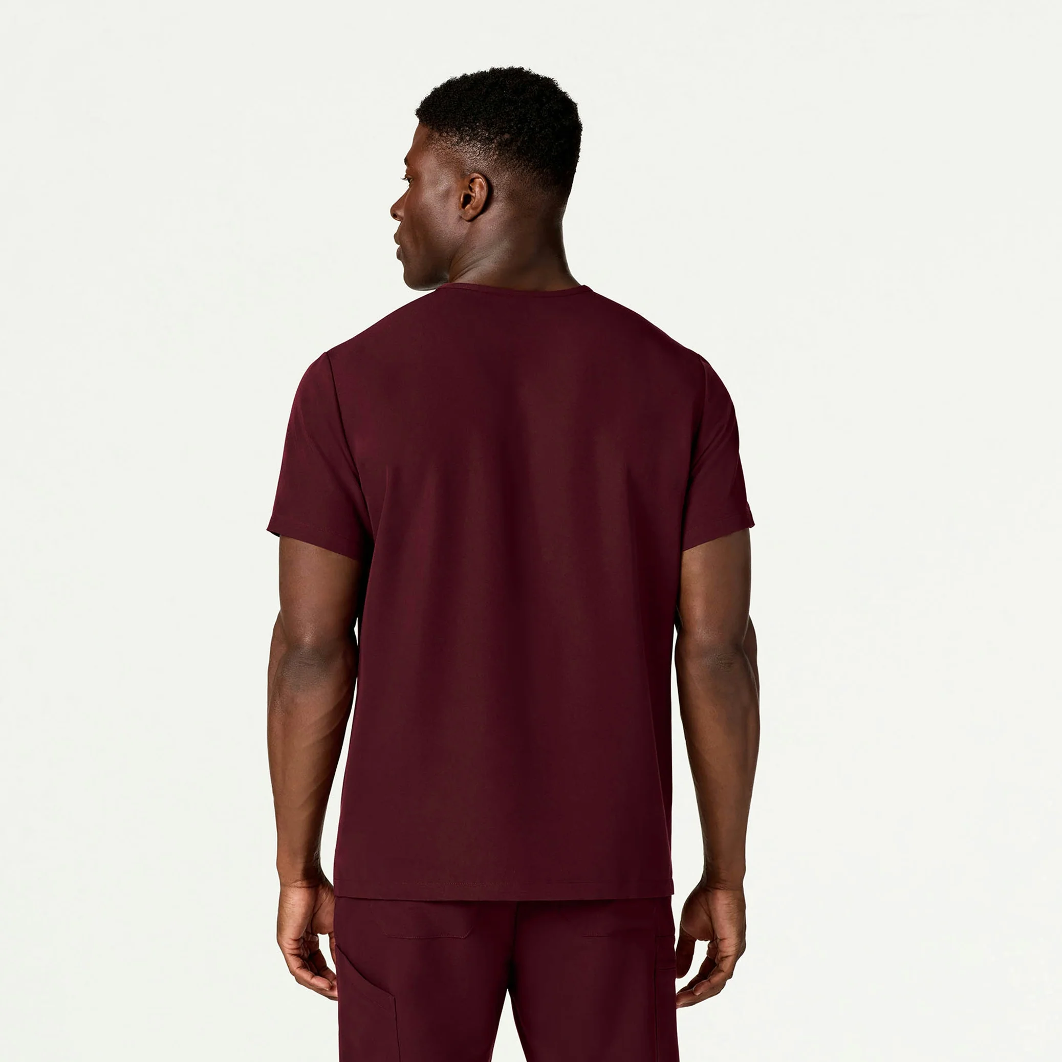 Platt 3-Pocket Scrub Top - Burgundy - Image 3