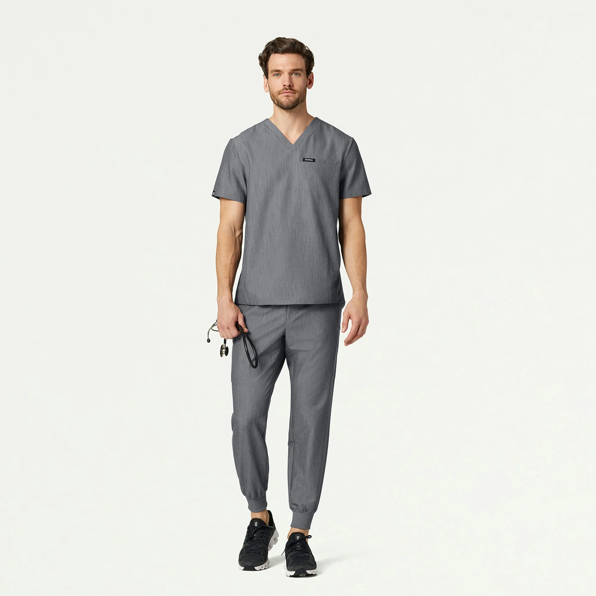 Platt 3-Pocket Scrub Top - Heather Gray - Image 3