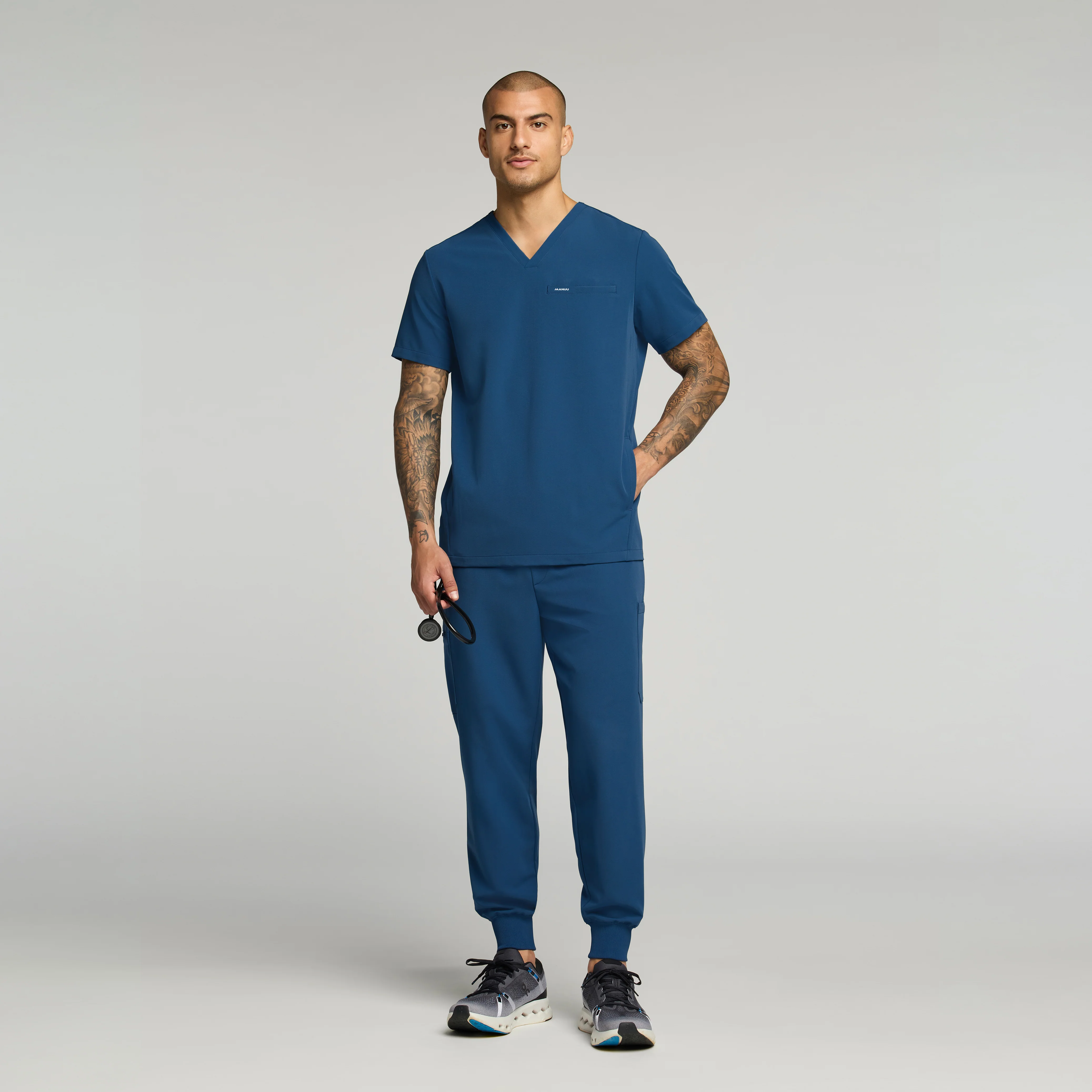 Platt 3-Pocket Scrub Top - Ocean - Image 2