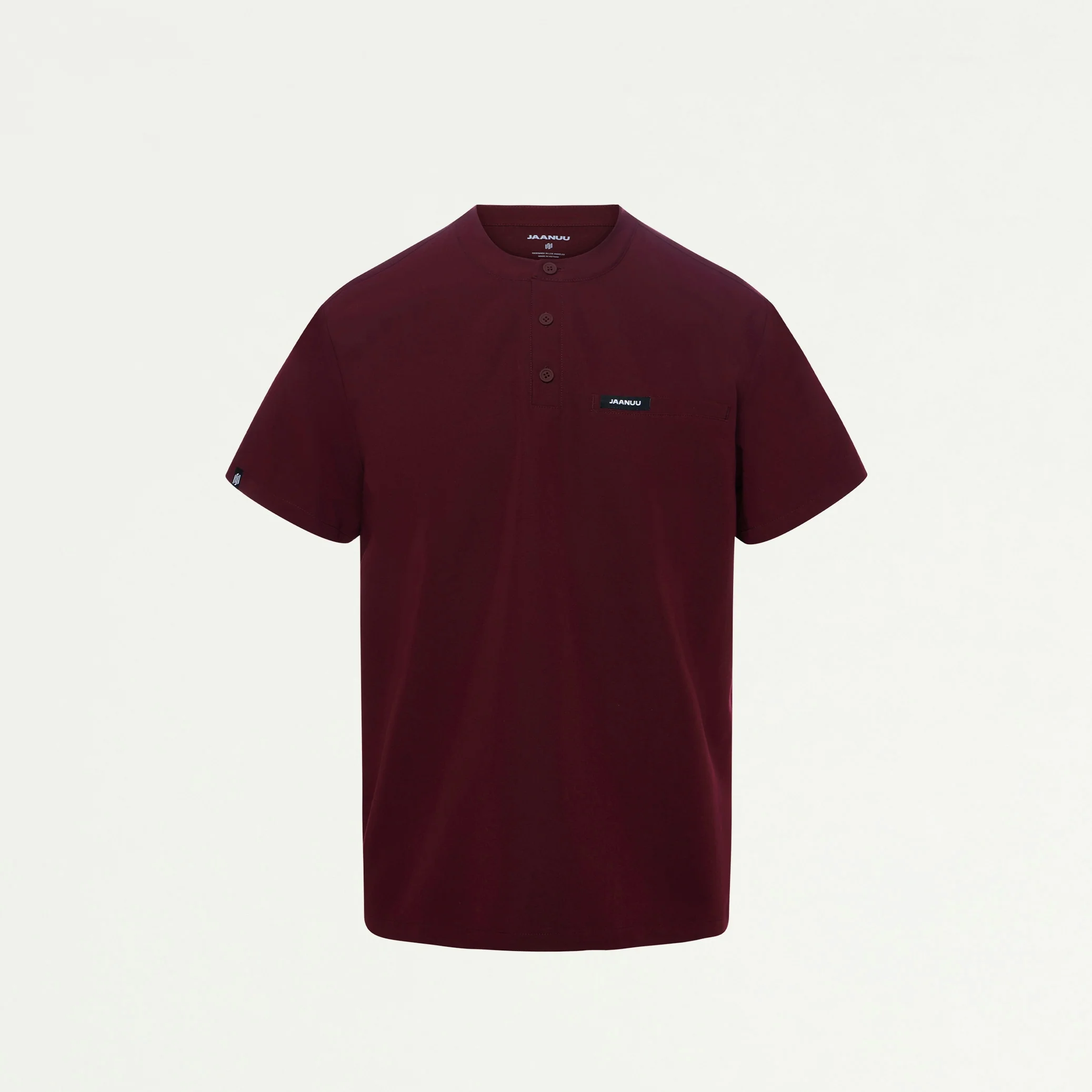 Reeve Henley Scrub Top - Burgundy - Image 3