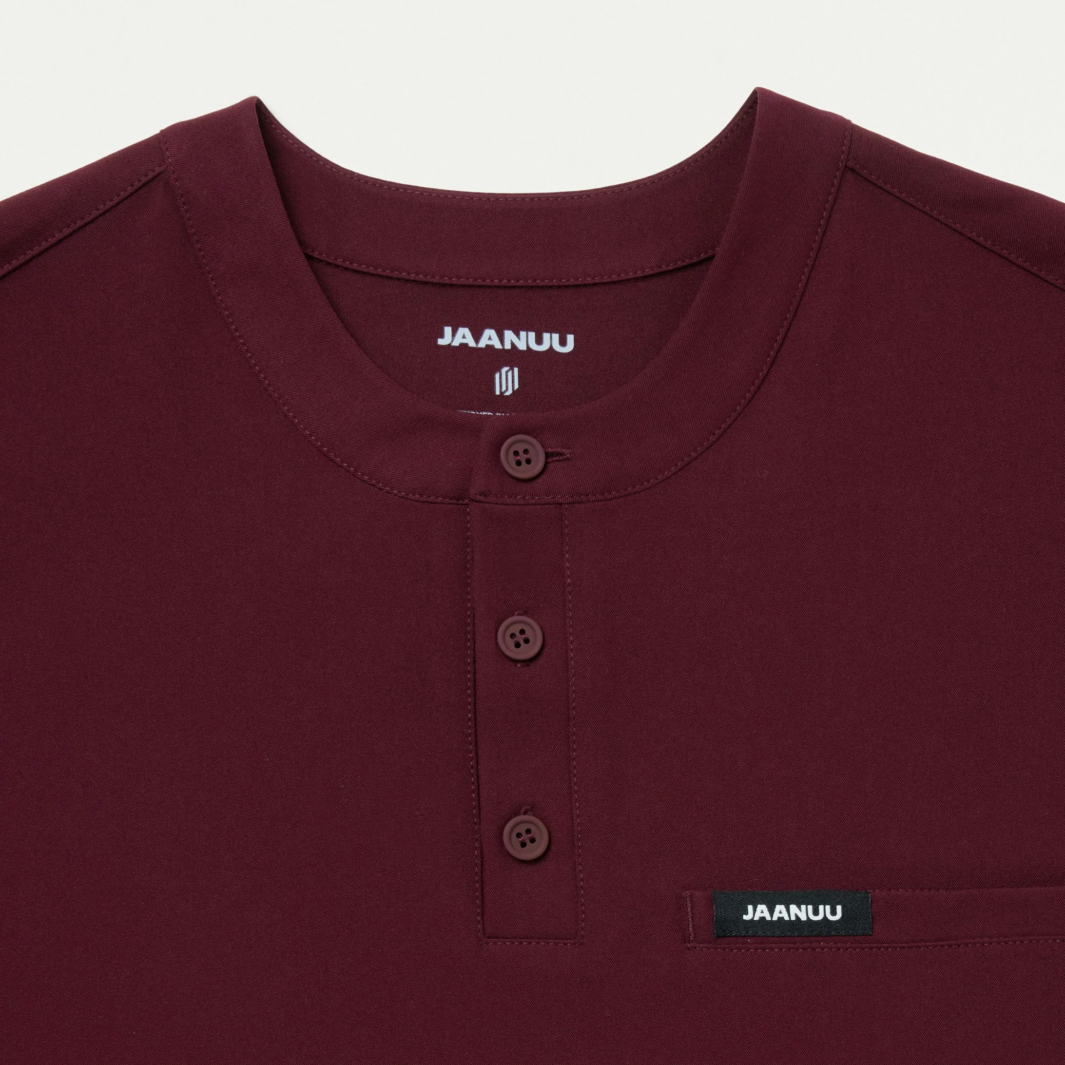 Reeve Henley Scrub Top - Burgundy - Image 6