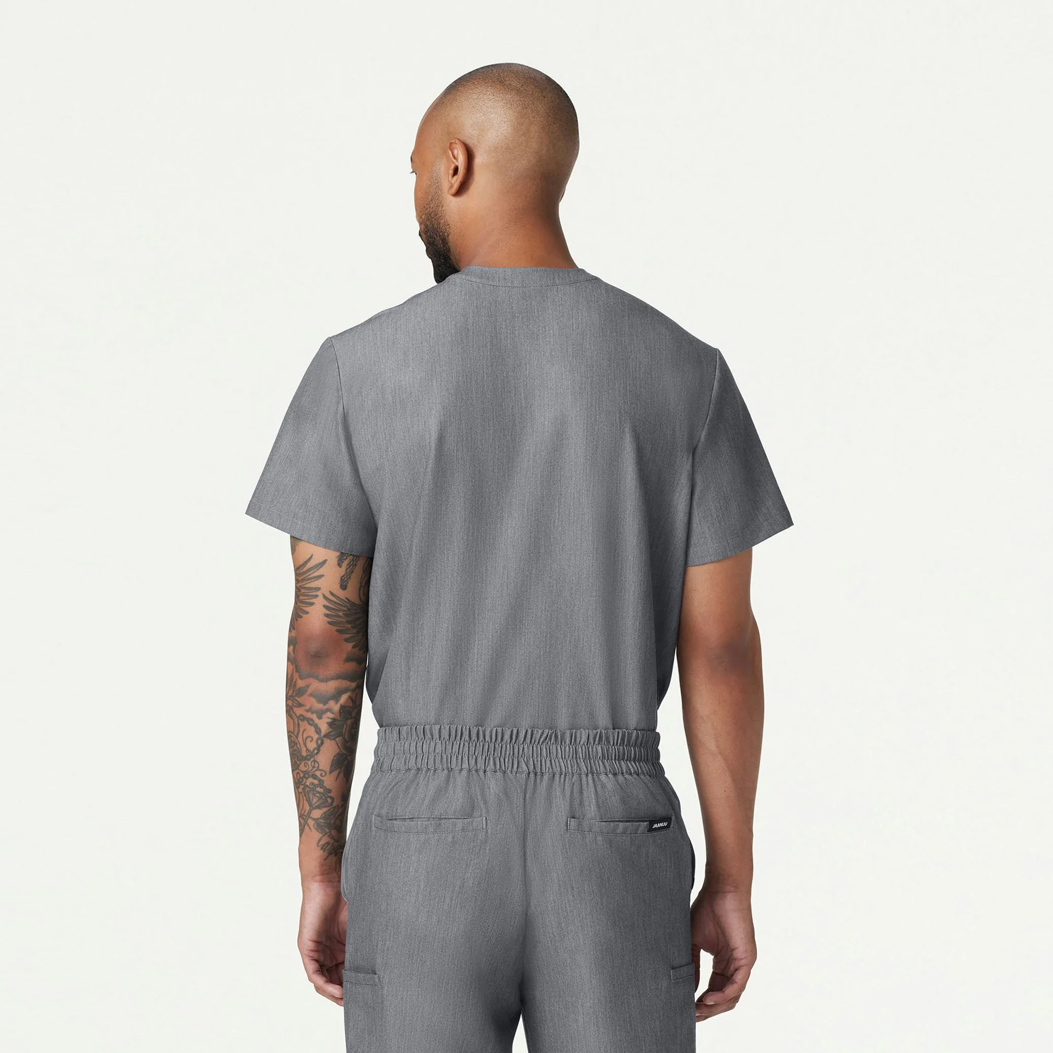 Reeve Henley Scrub Top - Heather Gray - Image 4