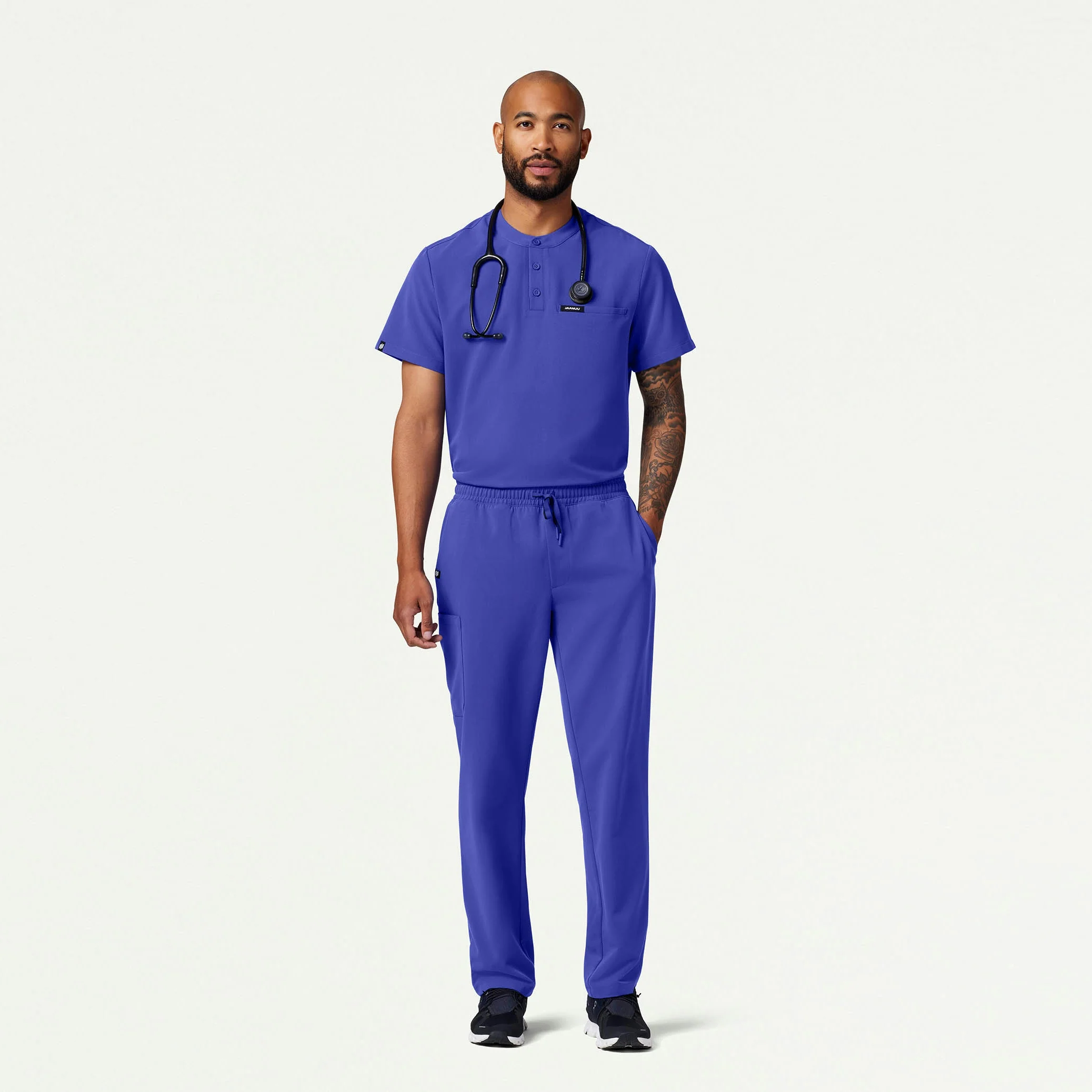 Reeve Henley Scrub Top - Moon Blue - Image 3