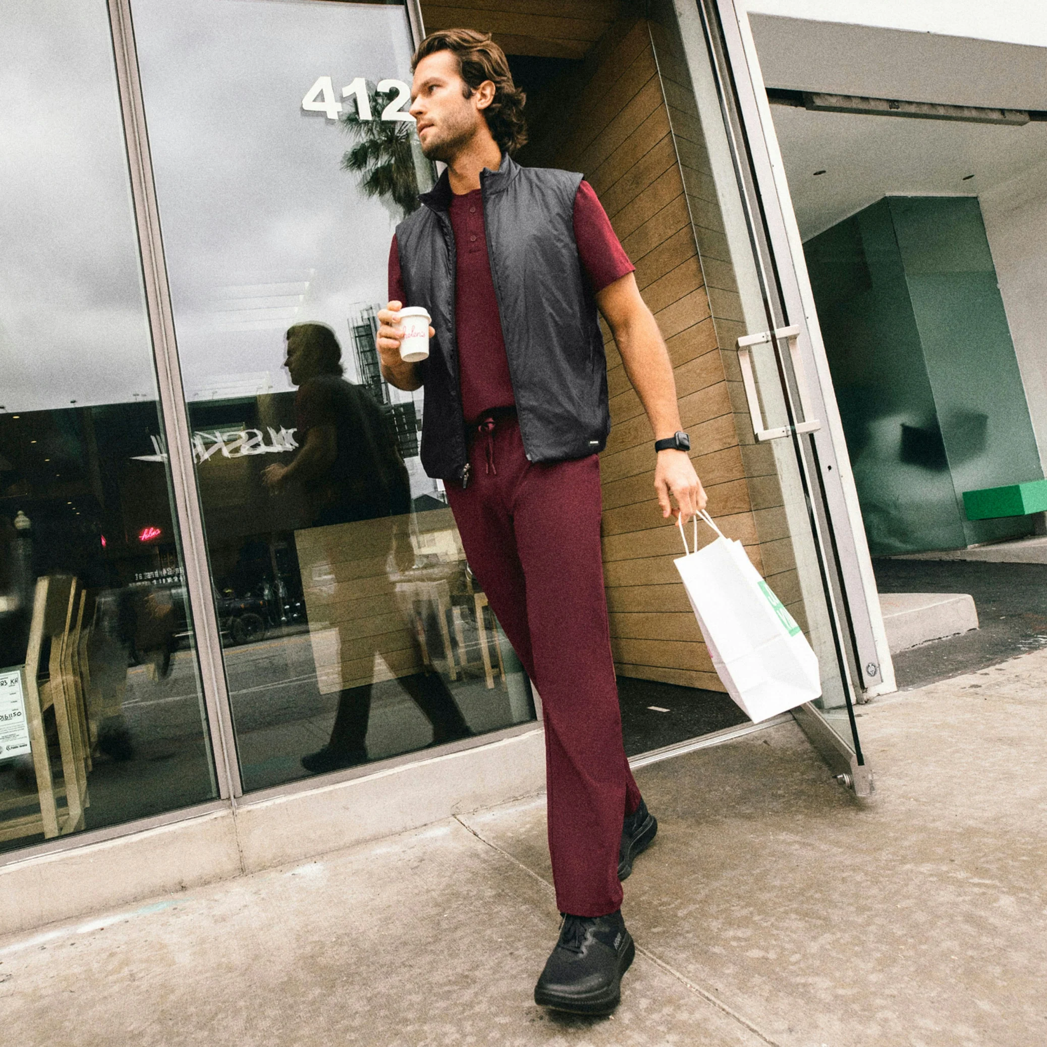 Rhodes Everyday Straight-Leg Scrub Pant - Burgundy - Image 2