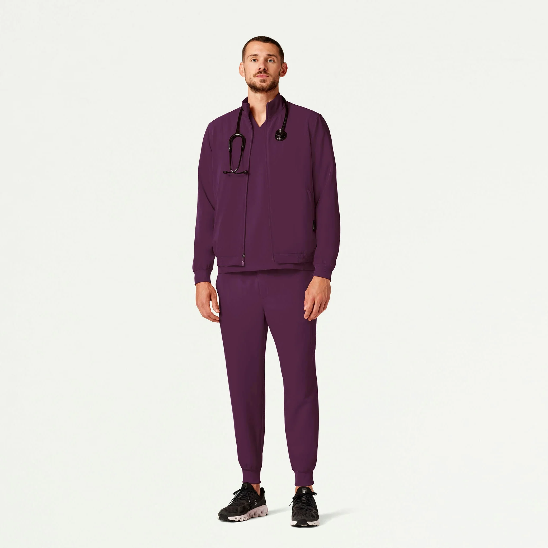 Wolfe Everyday 6-Pocket Scrub Jacket - Dark Amethyst - Image 3