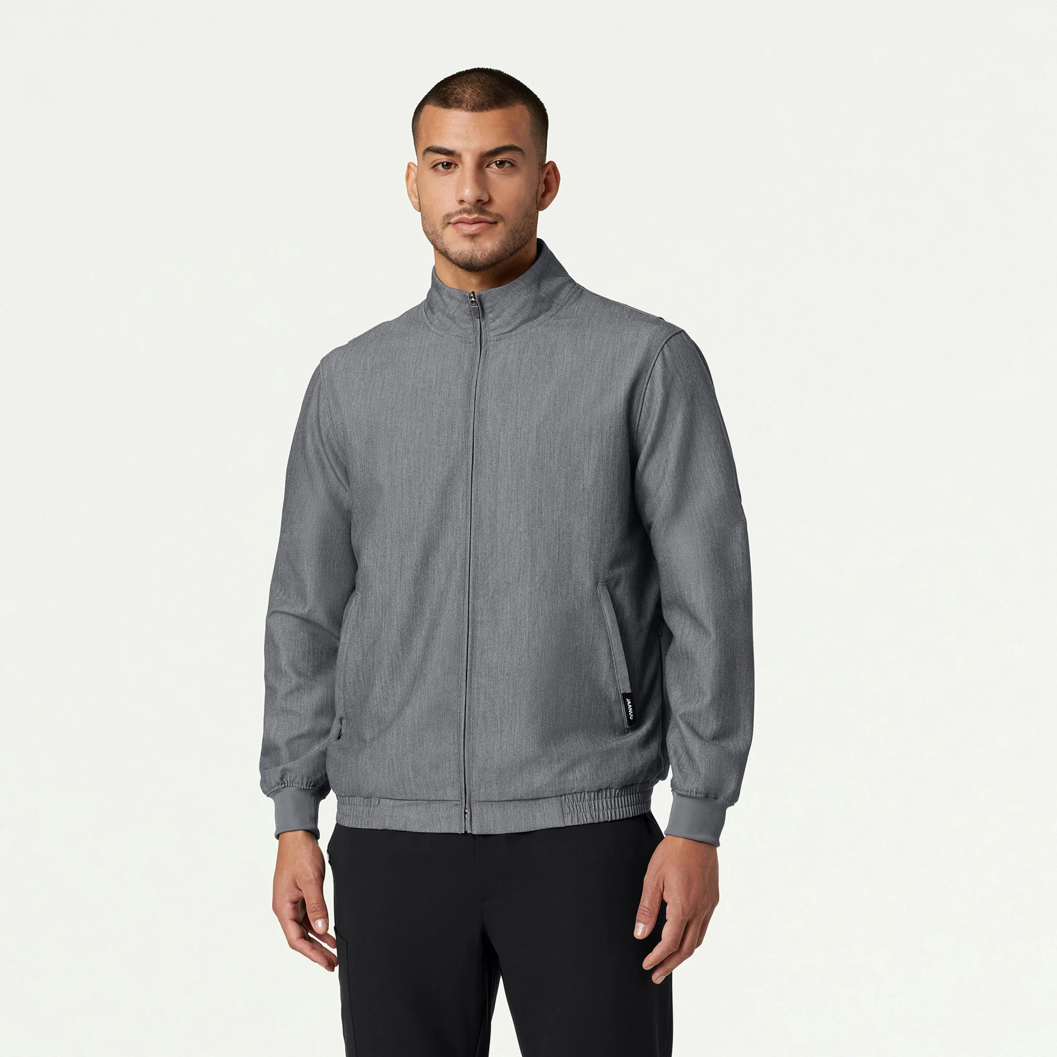 Wolfe Everyday 6-Pocket Scrub Jacket - Heather Gray