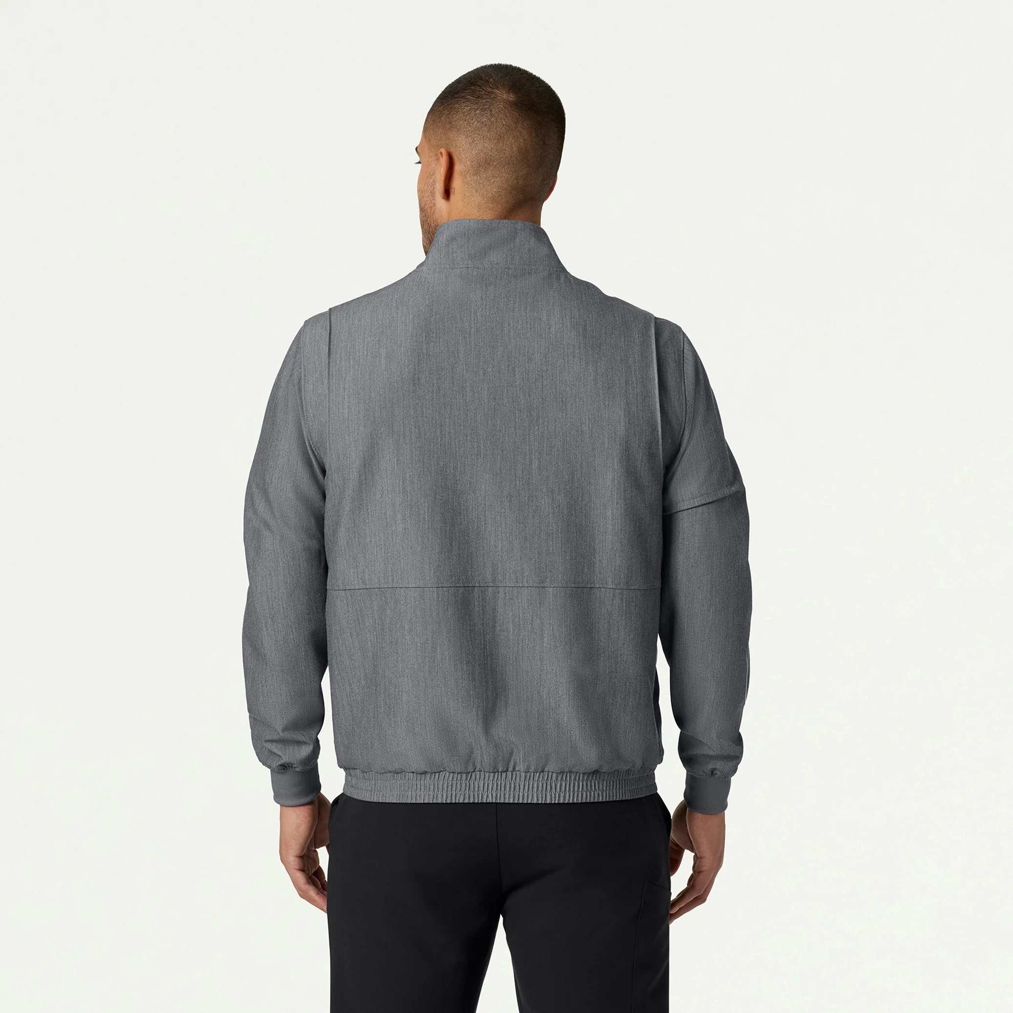 Wolfe Everyday 6-Pocket Scrub Jacket - Heather Gray - Image 4