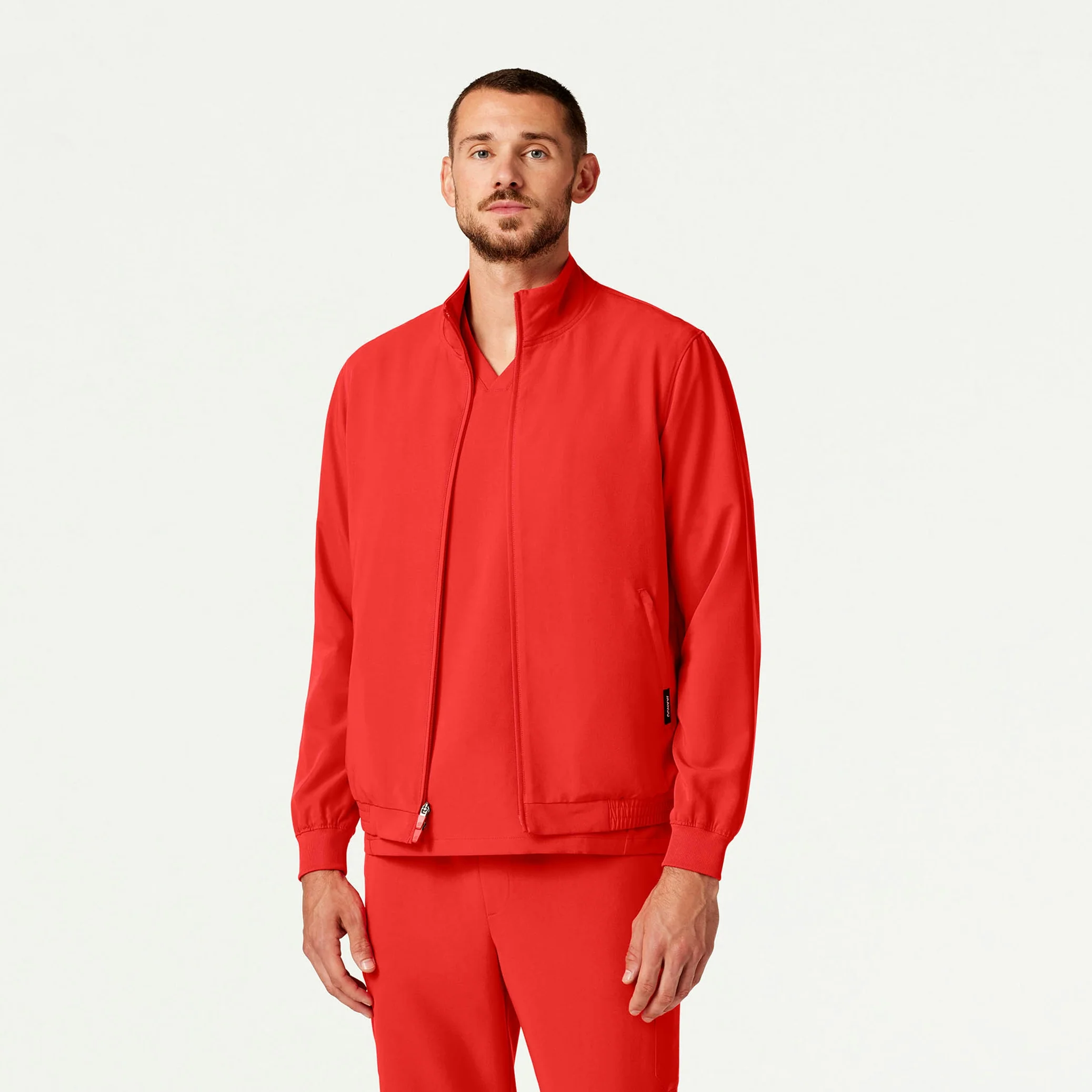 Wolfe Everyday 6-Pocket Scrub Jacket - Solar Red