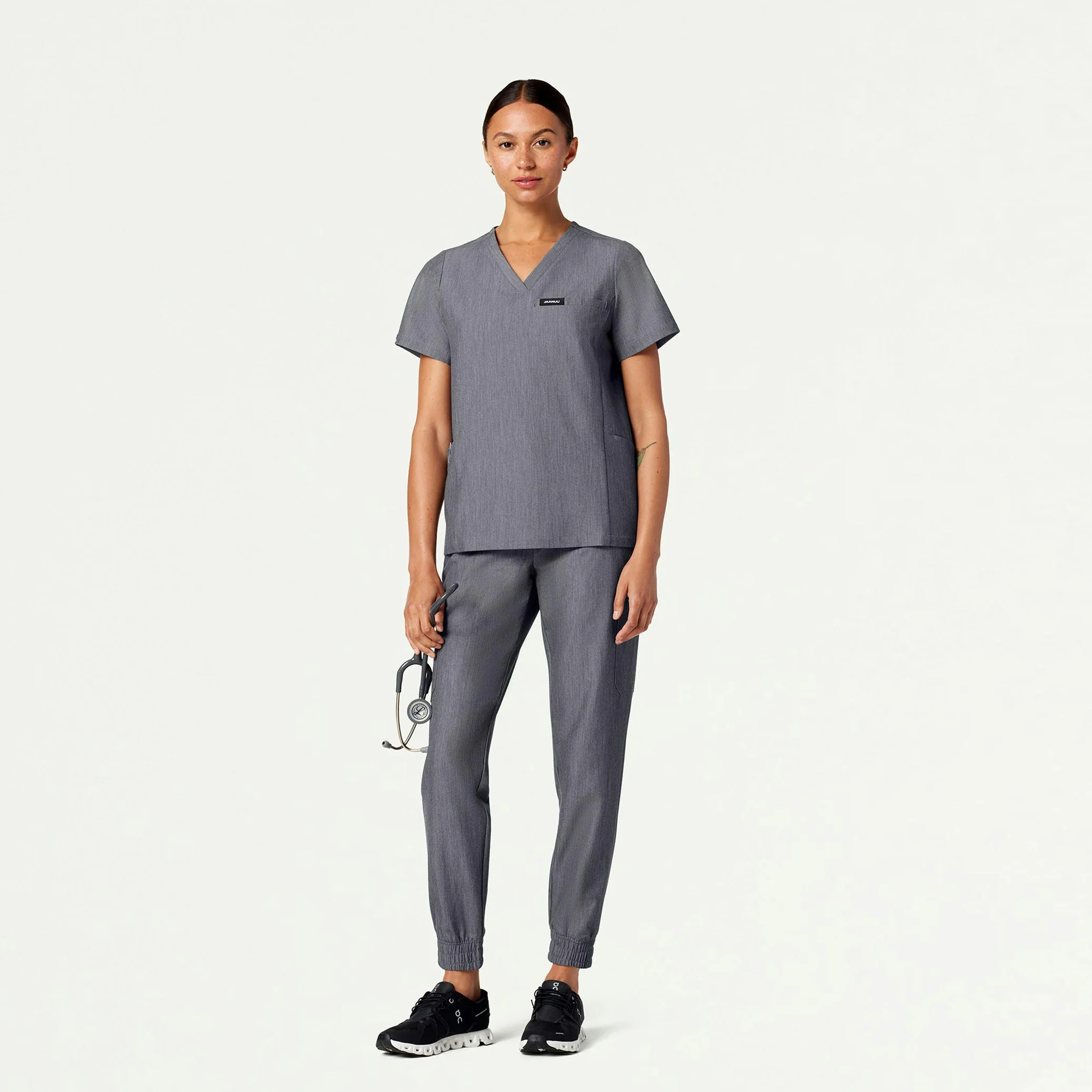 The Lawren Essential Scrub Set - Heather Gray
