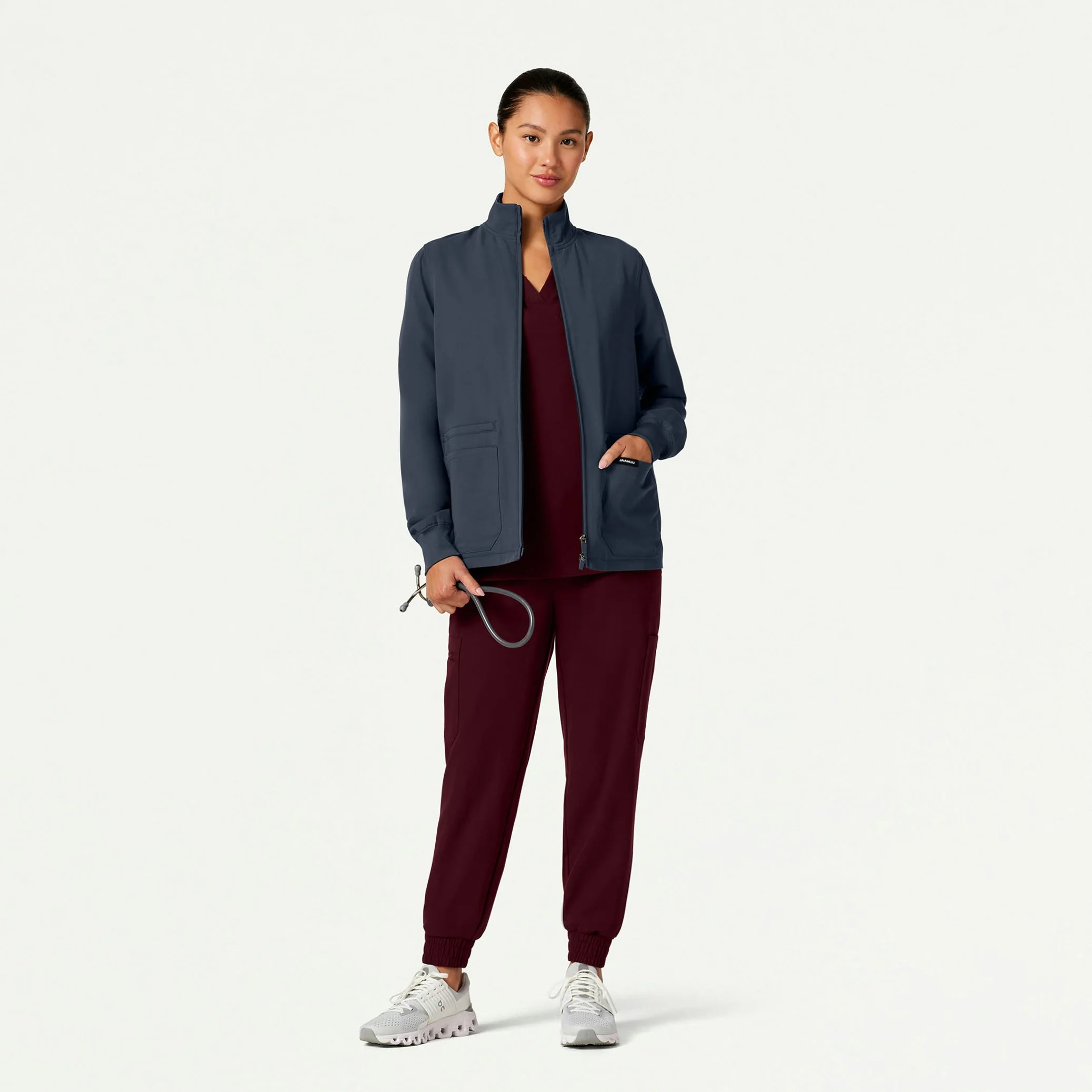 The Lawren Jacket Scrub Set - Burgundy - Image 2