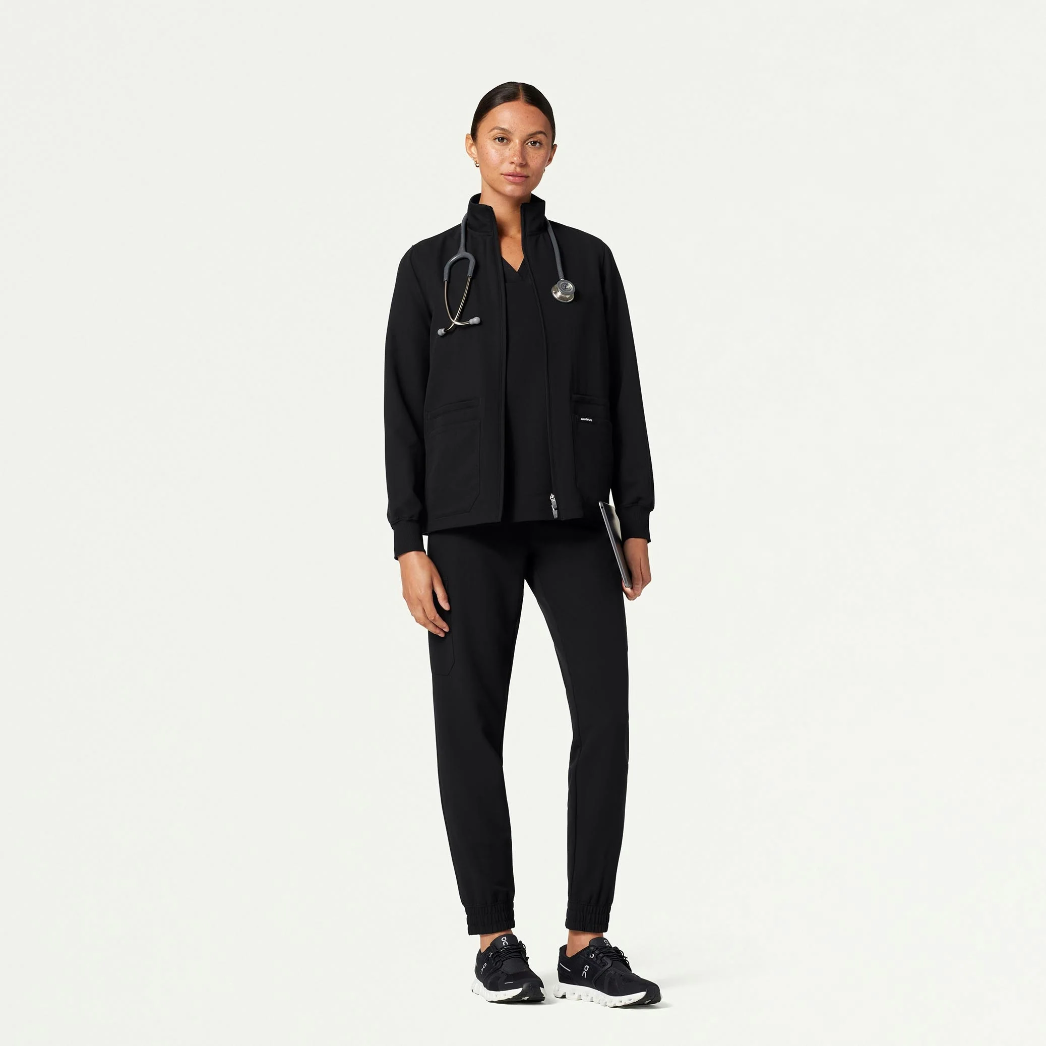The Lawren Jacket Scrub Set - Carbon Gray
