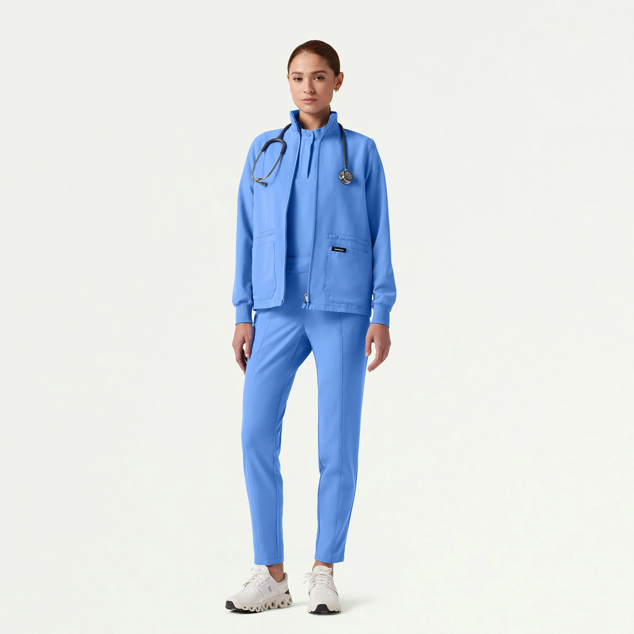 The Morgan Jacket Scrub Set - Ceil Blue