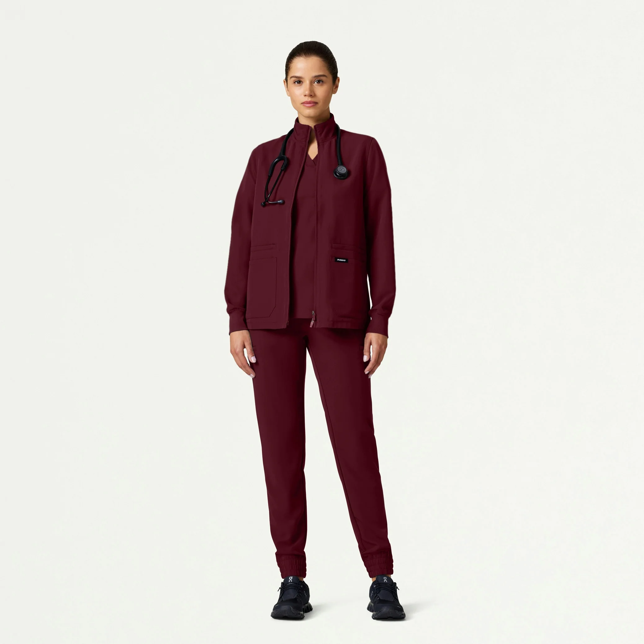 The Verda Jacket Scrub Set - Burgundy