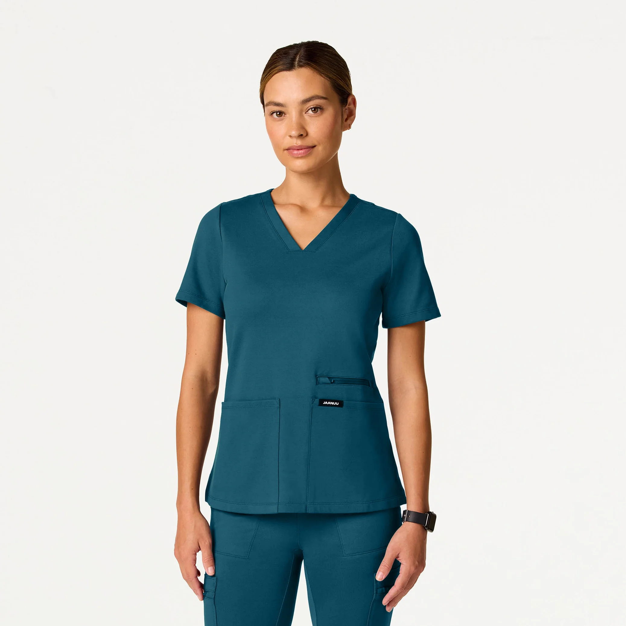 The 14-Pocket UltraSOFT™ Scrub Set - Caribbean Blue - Image 2