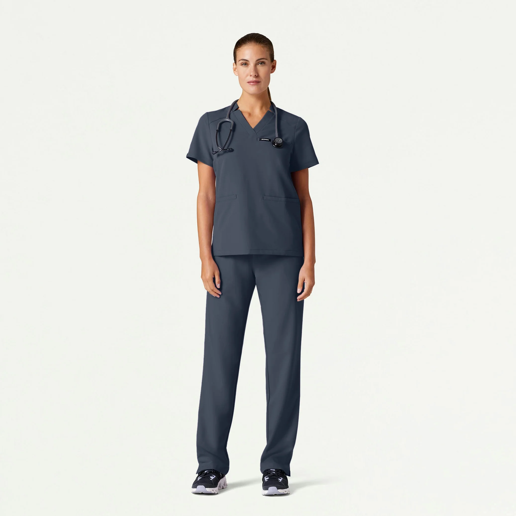The Classic Notch Scrub Set - Carbon Gray
