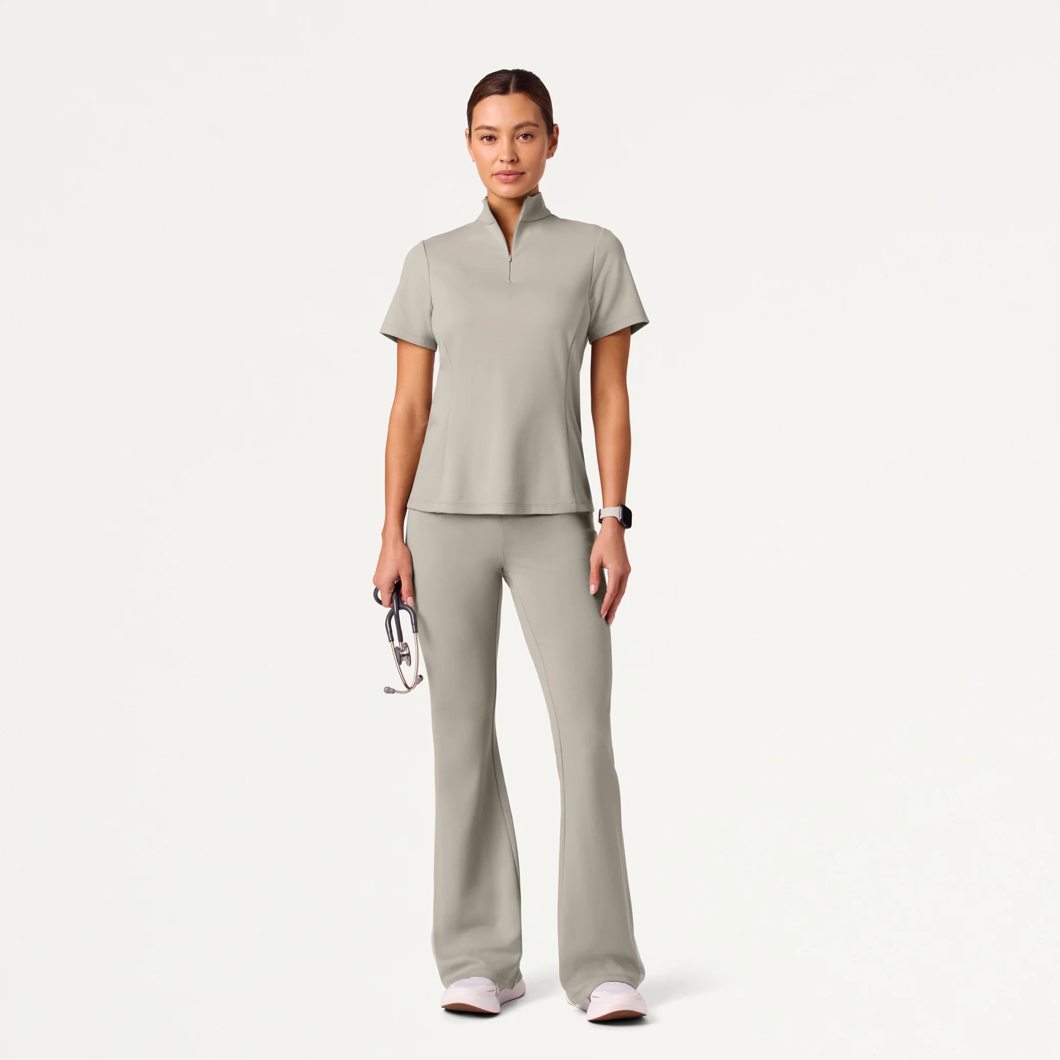 The Half-Zip UltraSOFT™ Scrub Set - Fog