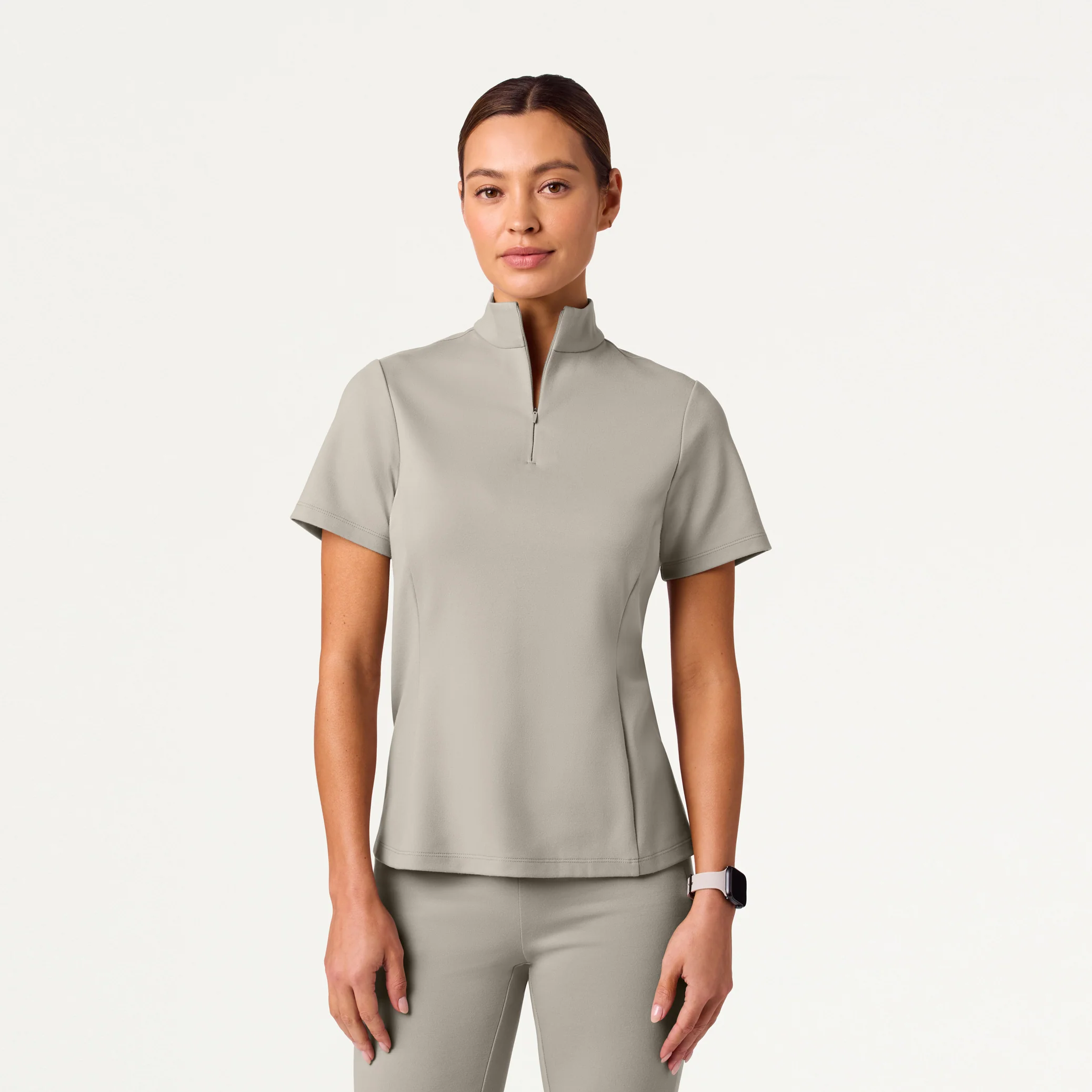 The Half-Zip UltraSOFT™ Scrub Set - Fog - Image 2