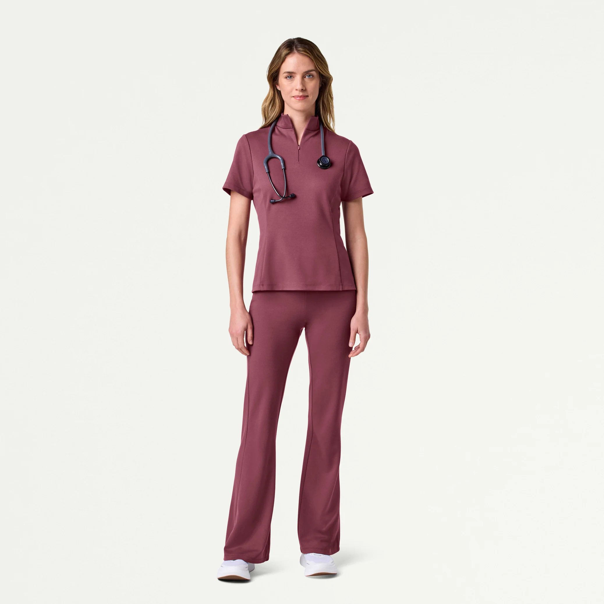 The Half-Zip UltraSOFT™ Scrub Set - Rosewood