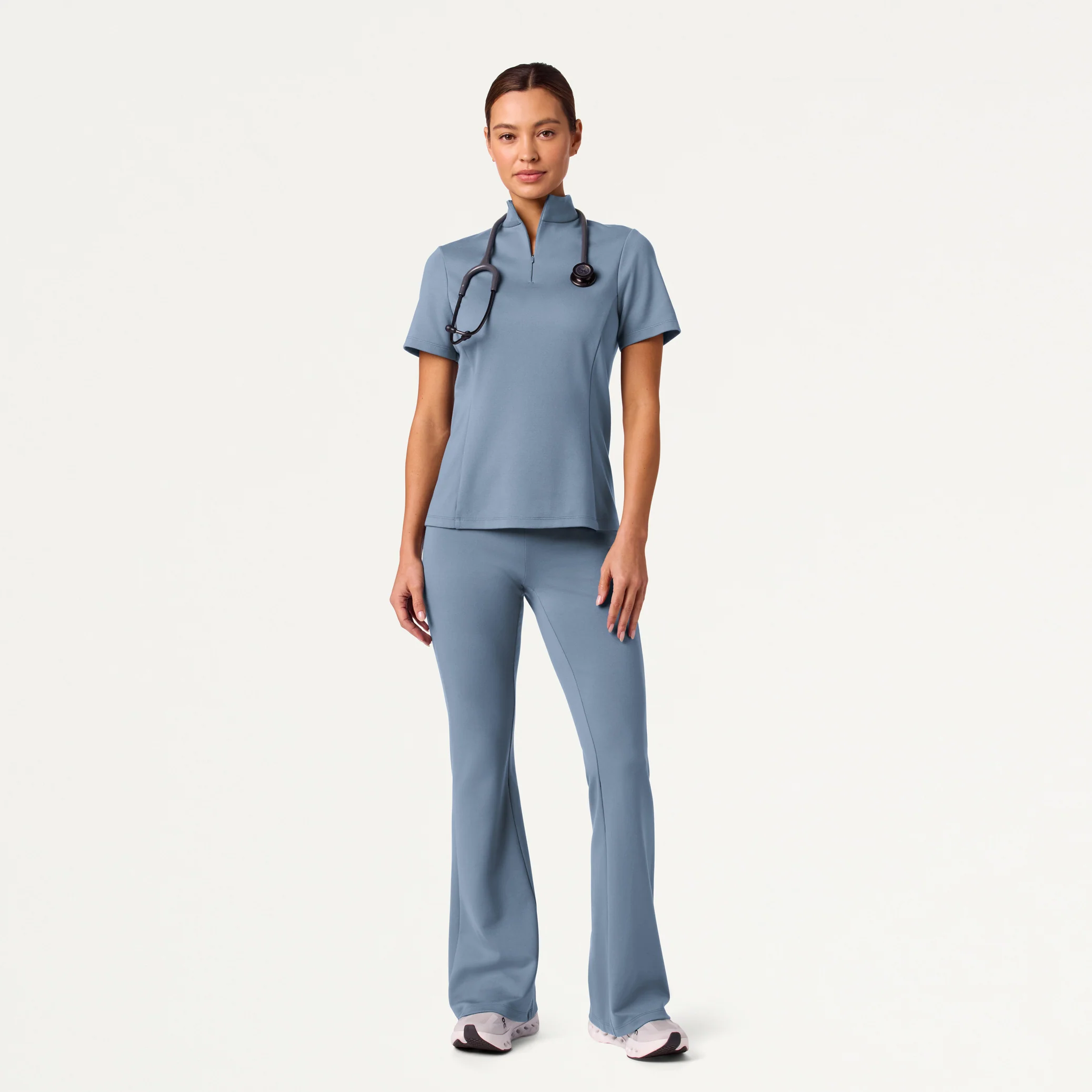 The Half-Zip UltraSOFT™ Scrub Set - Storm Blue