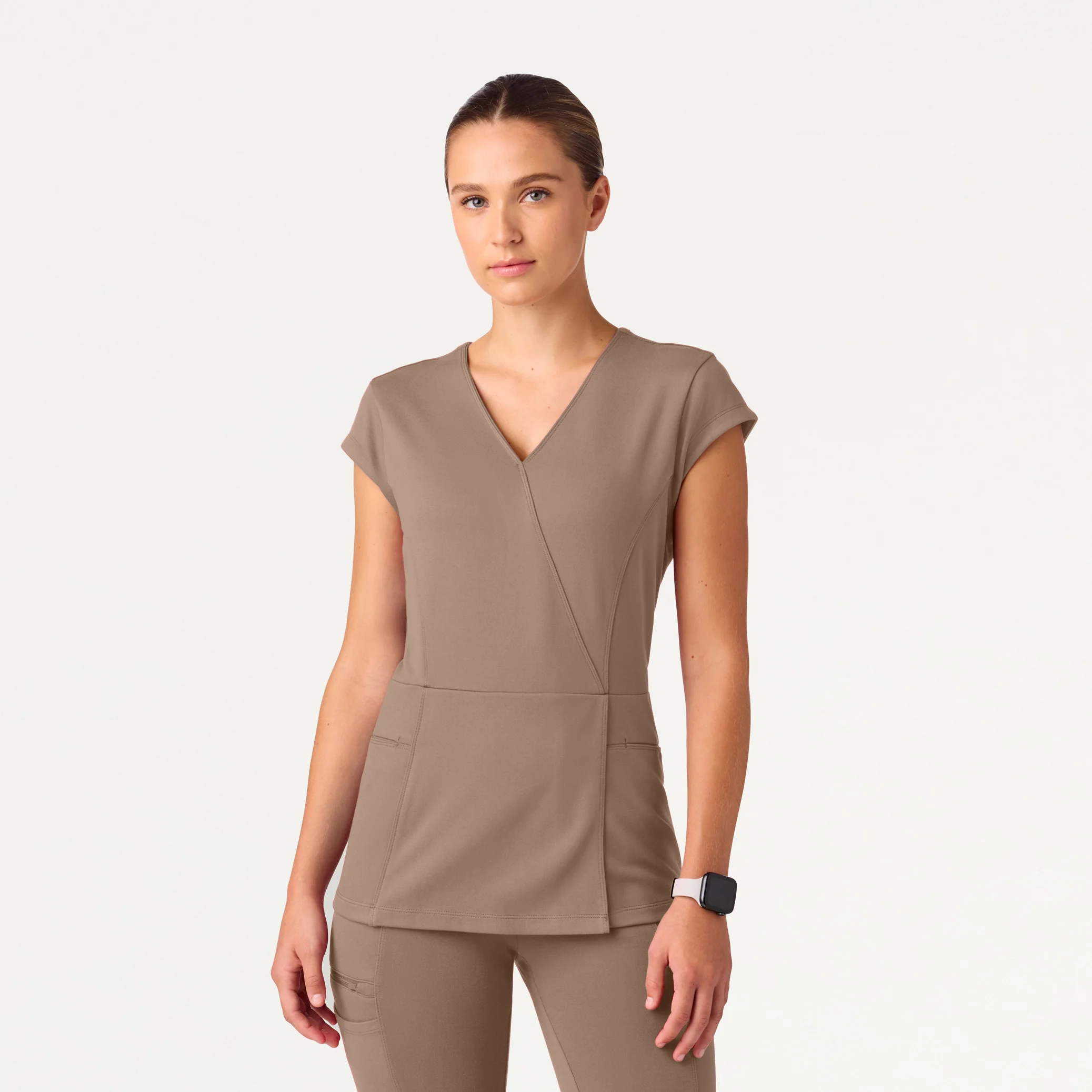 The Mock-Wrap UltraSOFT™ Scrub Set - Mocha - Image 2