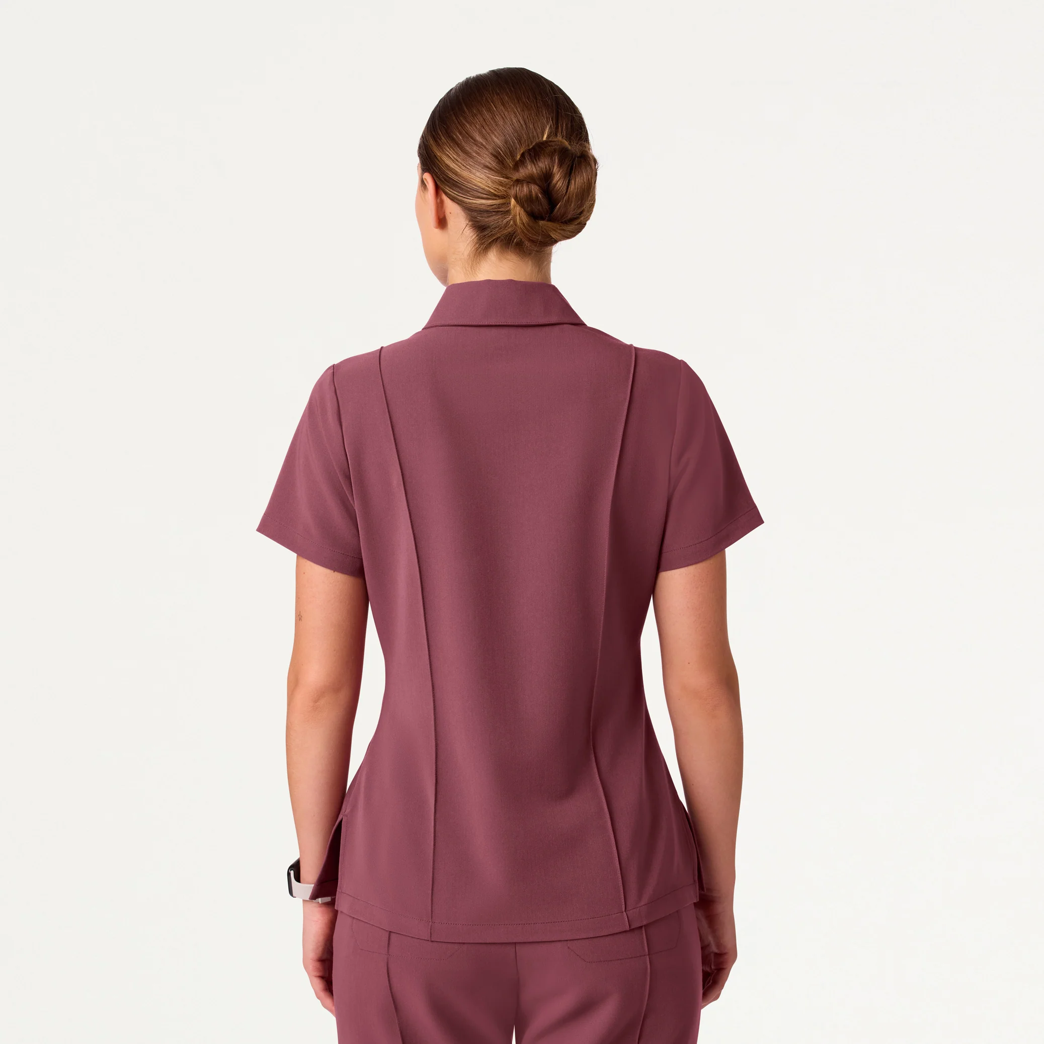 The Tailored Flare Scrub Set - Rosewood - Image 3