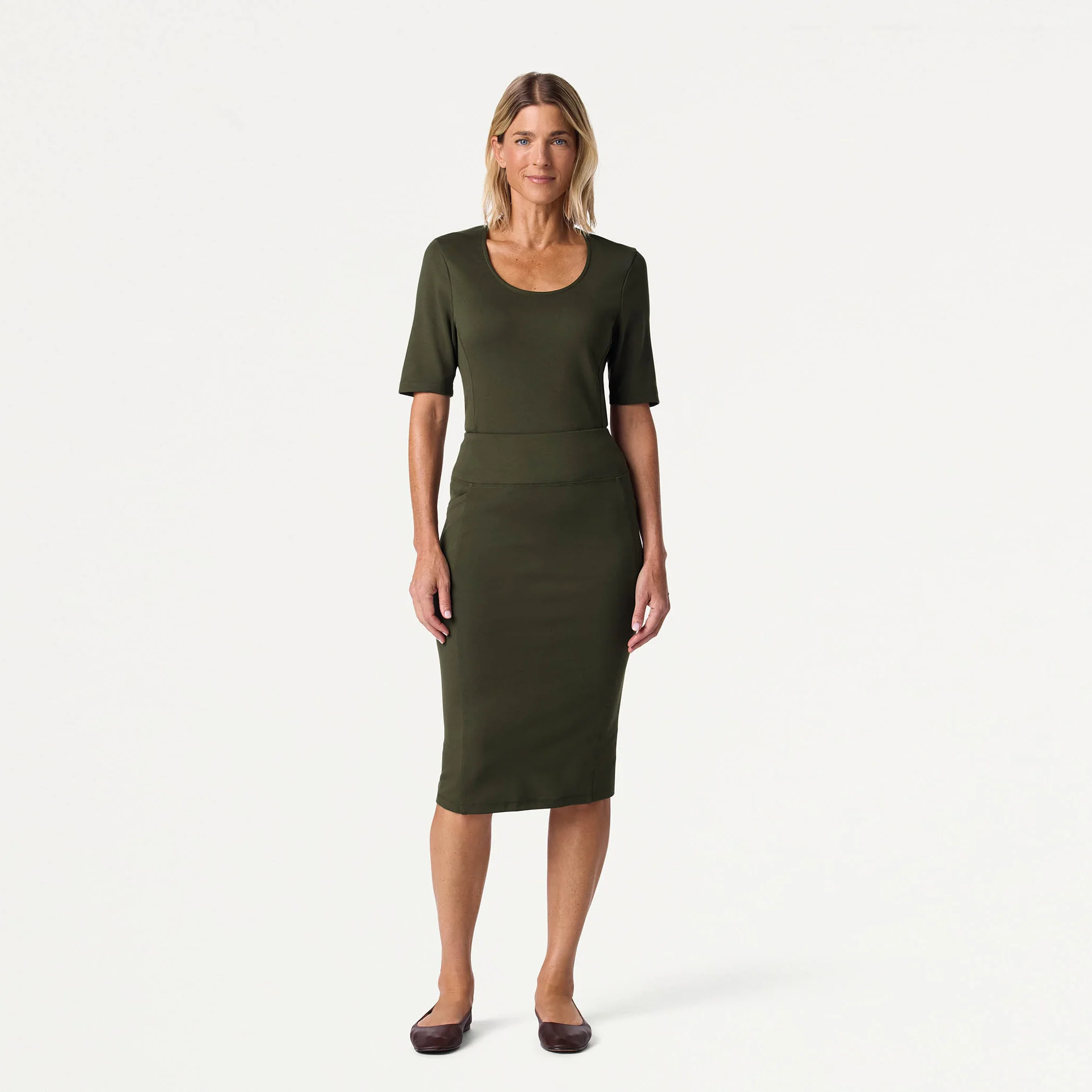 The UltraSOFT™ Skirt Scrub Set - Deep Olive