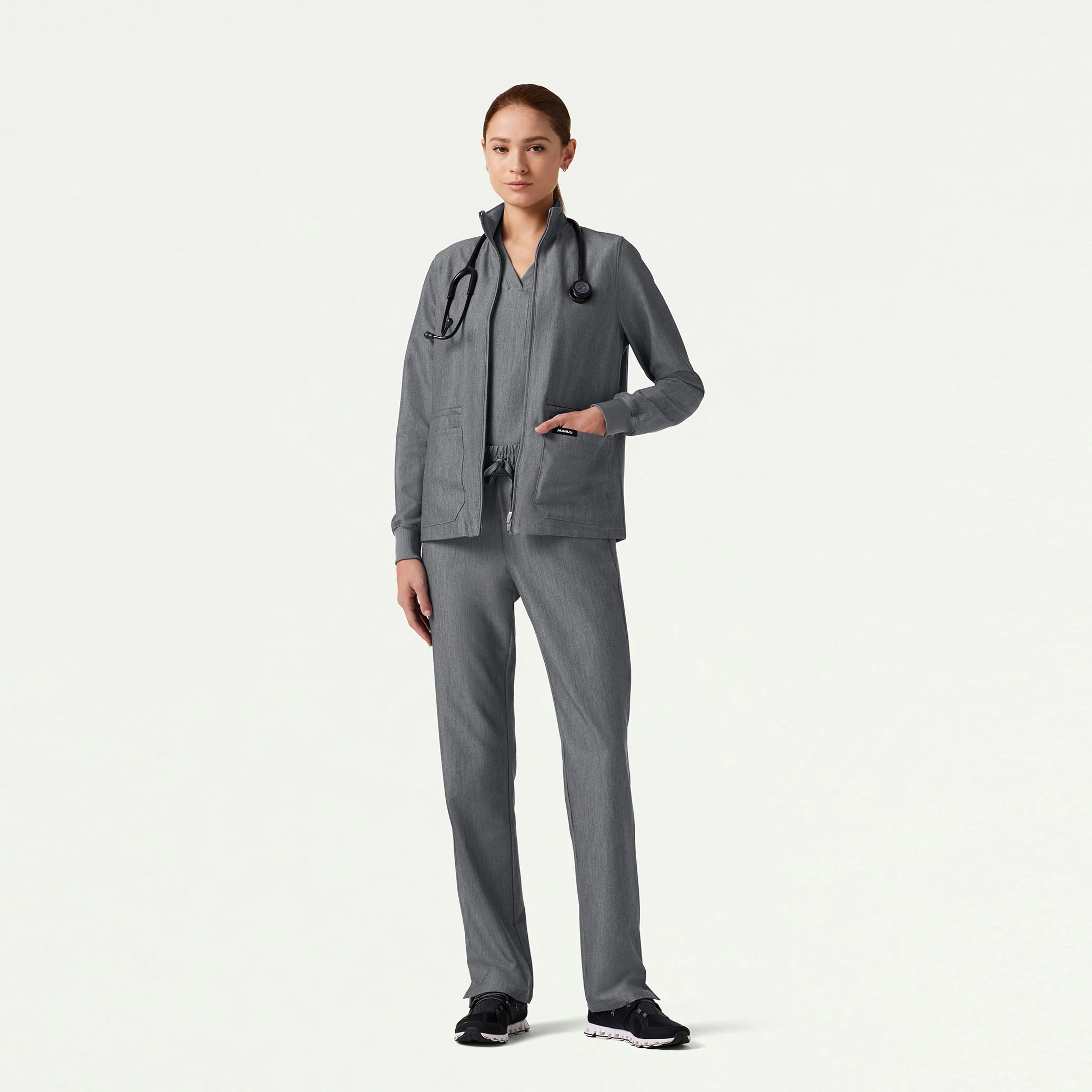 The Yuri Jacket Scrub Set - Heather Gray