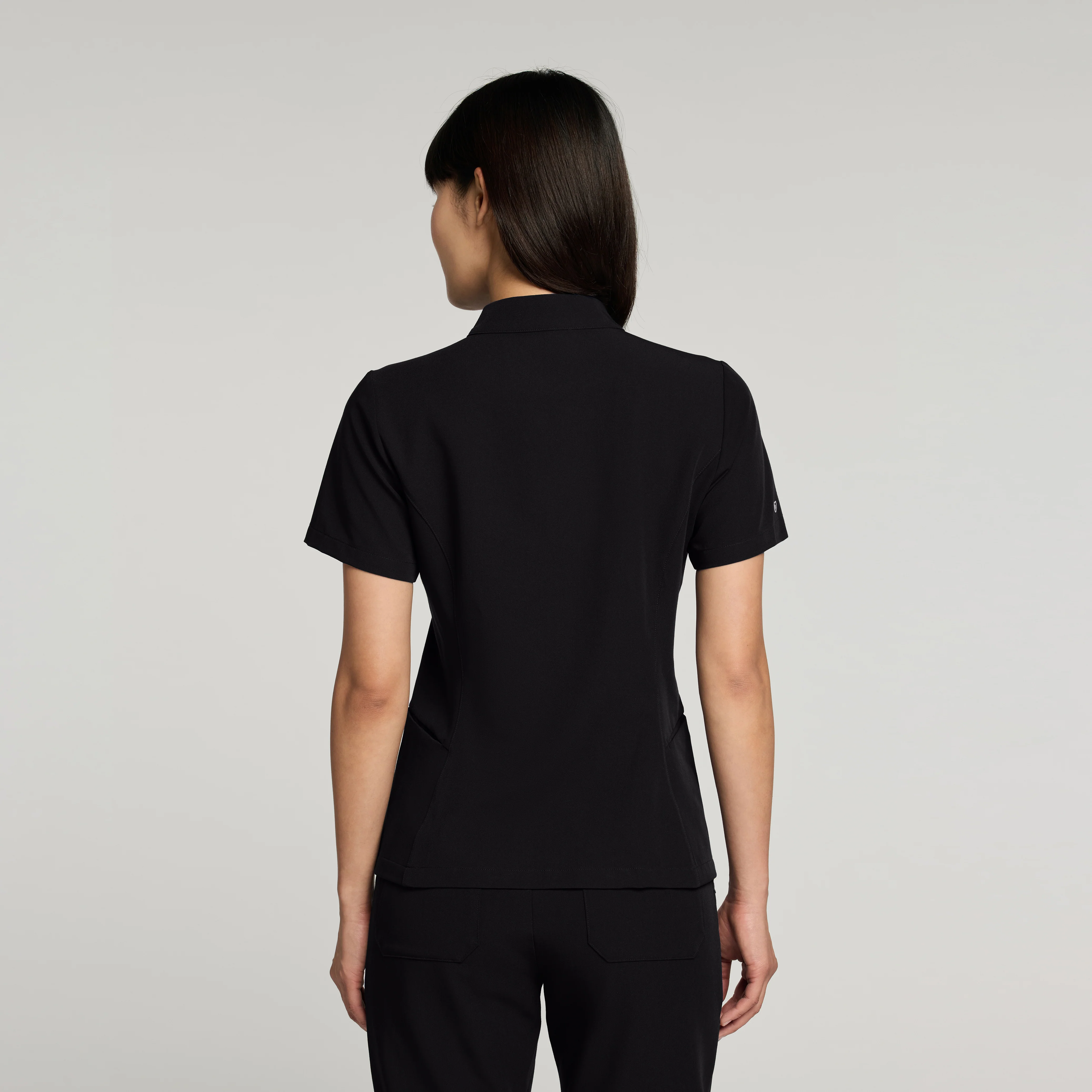 Aria Fit & Flare Scrub Top - Black - Image 4