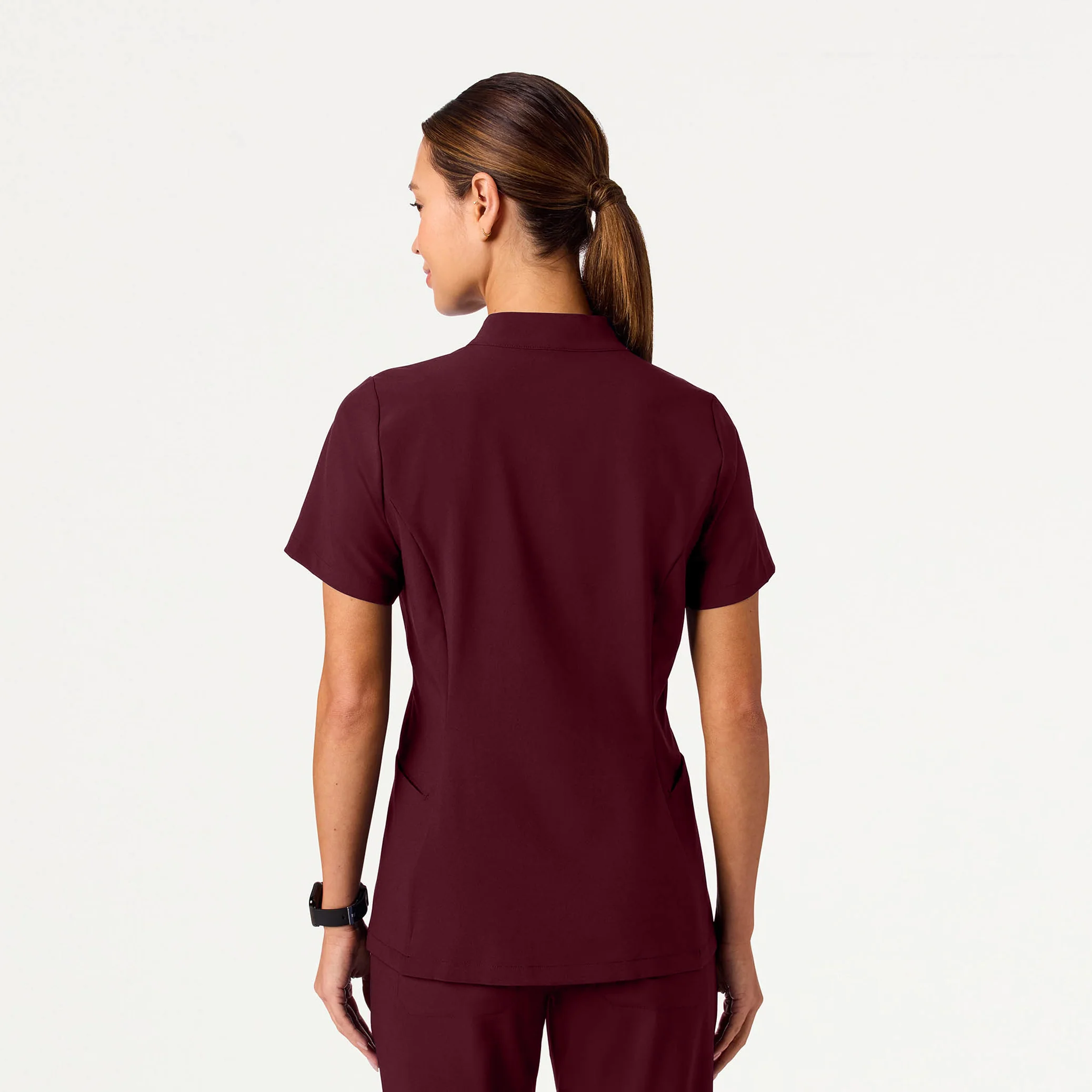 Aria Fit & Flare UltraLITE™ Scrub Top - Burgundy - Image 5