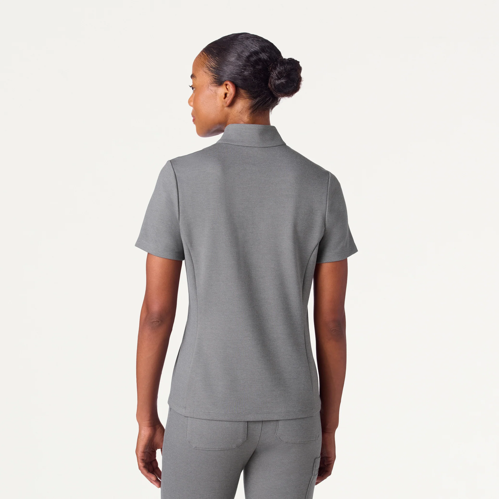 Astra Slim Half-Zip UltraSOFT™ Scrub Top - Graphite - Image 3