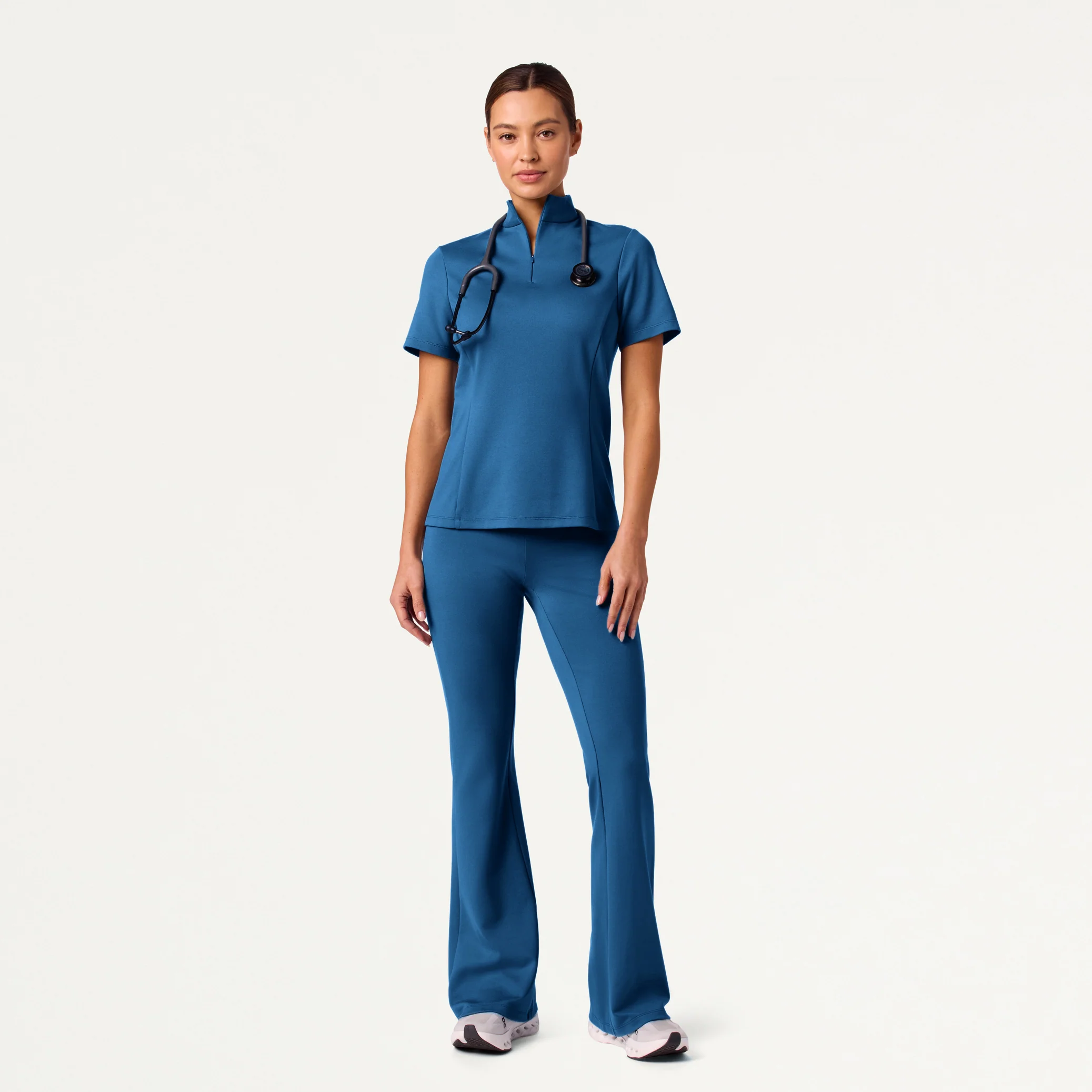 Astra Slim Half-Zip UltraSOFT™ Scrub Top - Ocean - Image 3