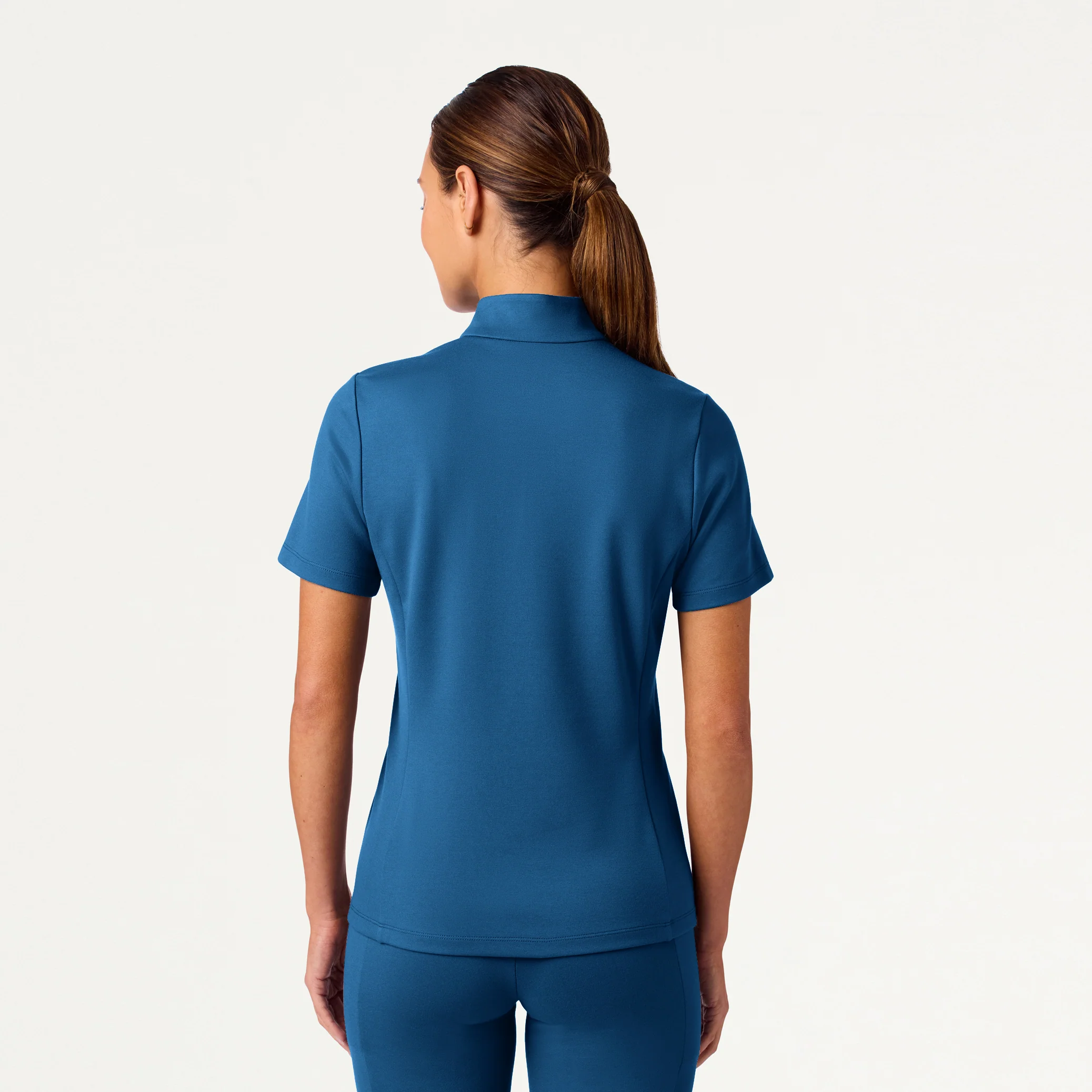 Astra Slim Half-Zip UltraSOFT™ Scrub Top - Ocean - Image 4