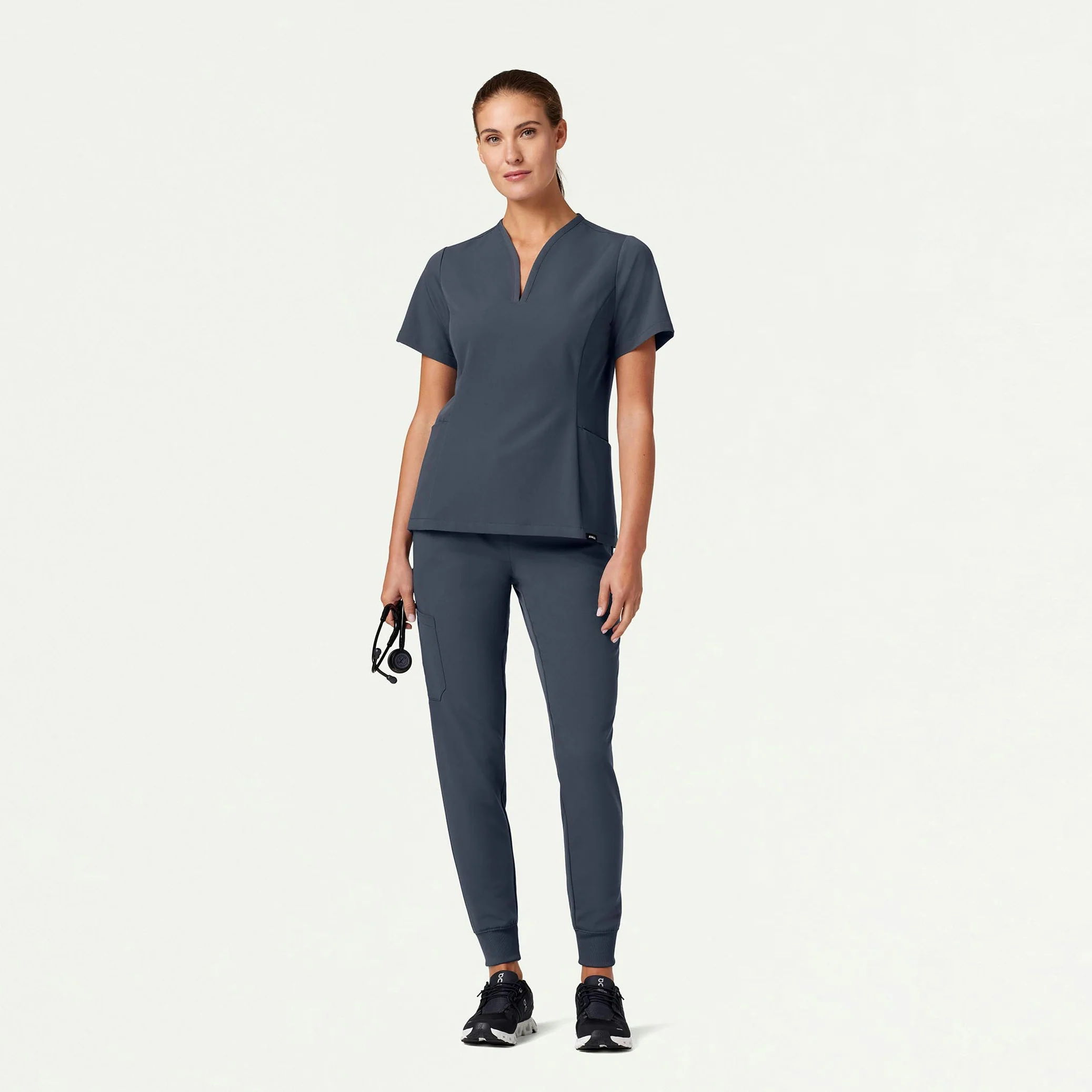 Calix Fit & Flare Scrub Top - Carbon Gray - Image 2