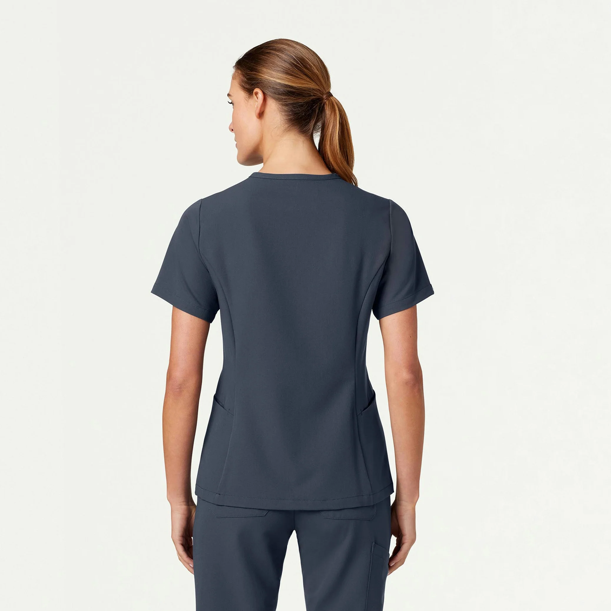 Calix Fit & Flare Scrub Top - Carbon Gray - Image 3