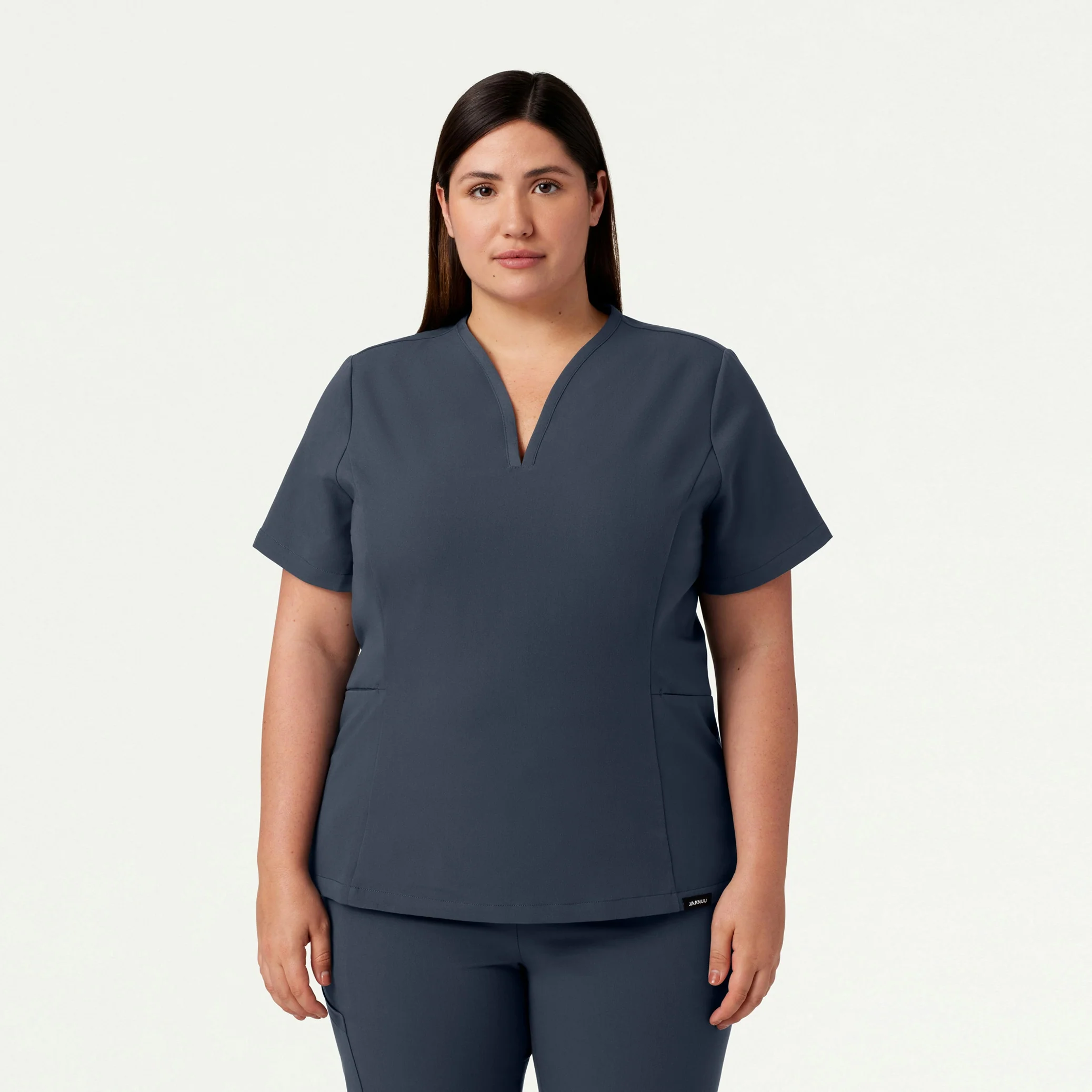 Calix Fit & Flare Scrub Top - Carbon Gray - Image 6