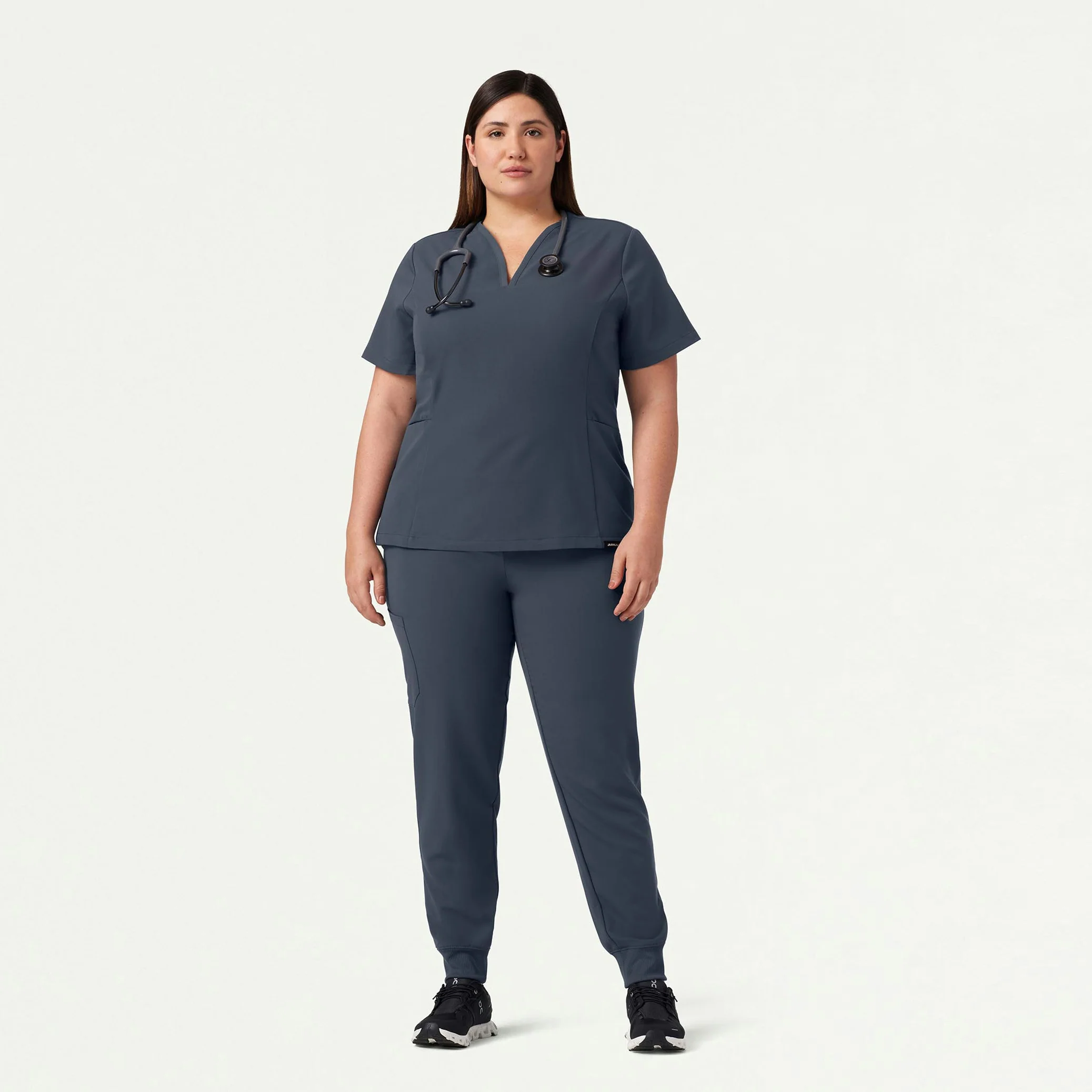 Calix Fit & Flare Scrub Top - Carbon Gray - Image 7