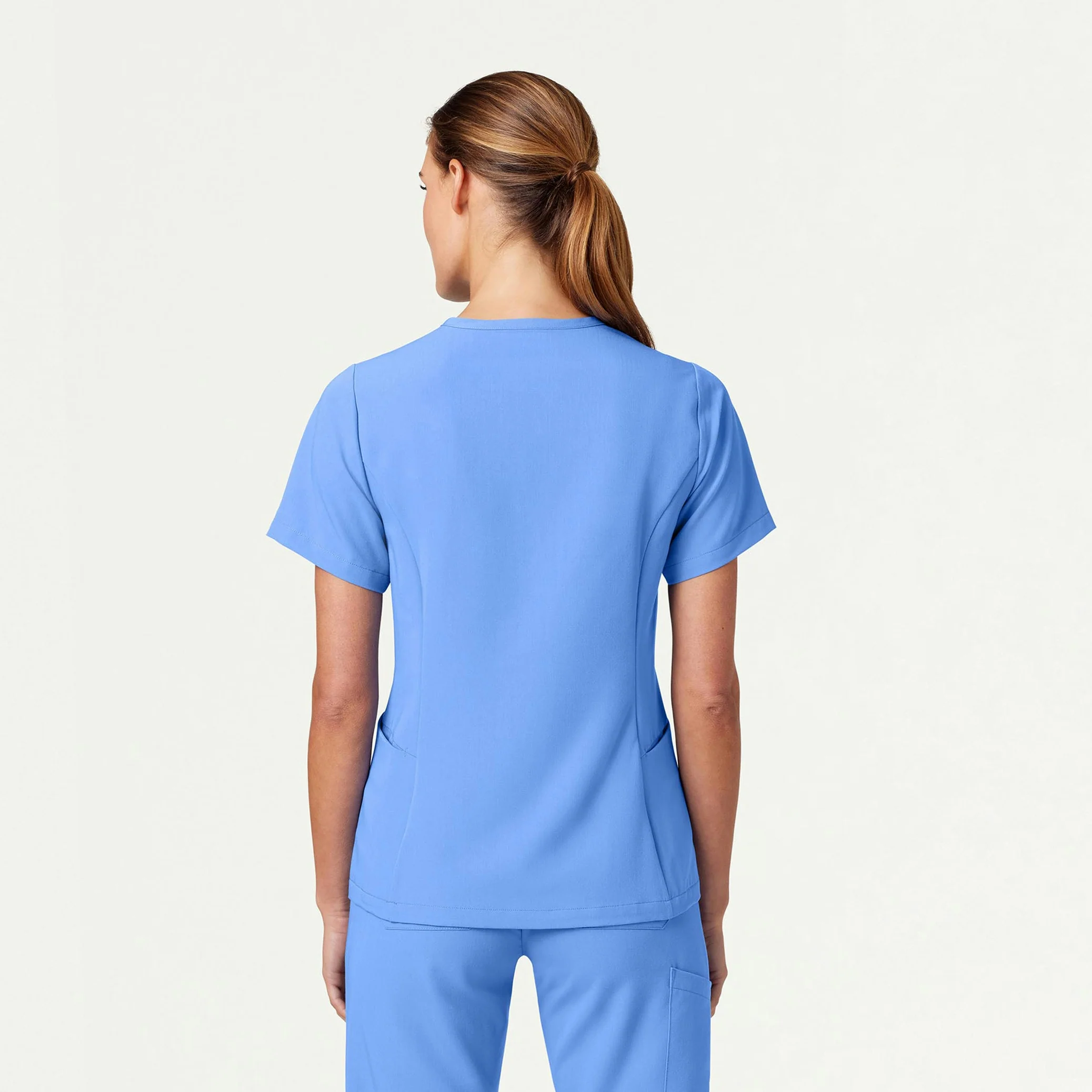 Calix Fit & Flare Scrub Top - Ceil Blue - Image 3