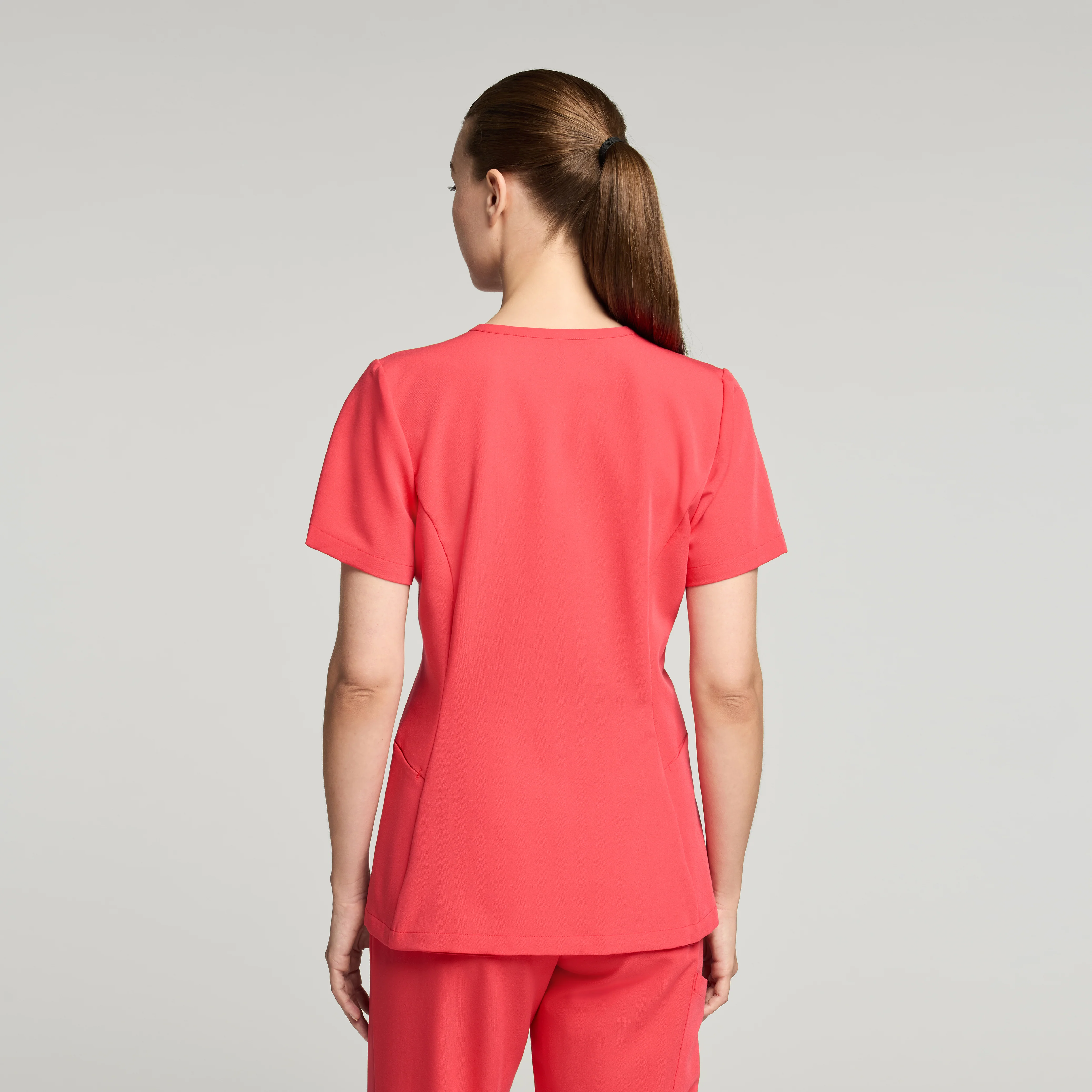 Calix Fit & Flare Scrub Top - Coral - Image 4