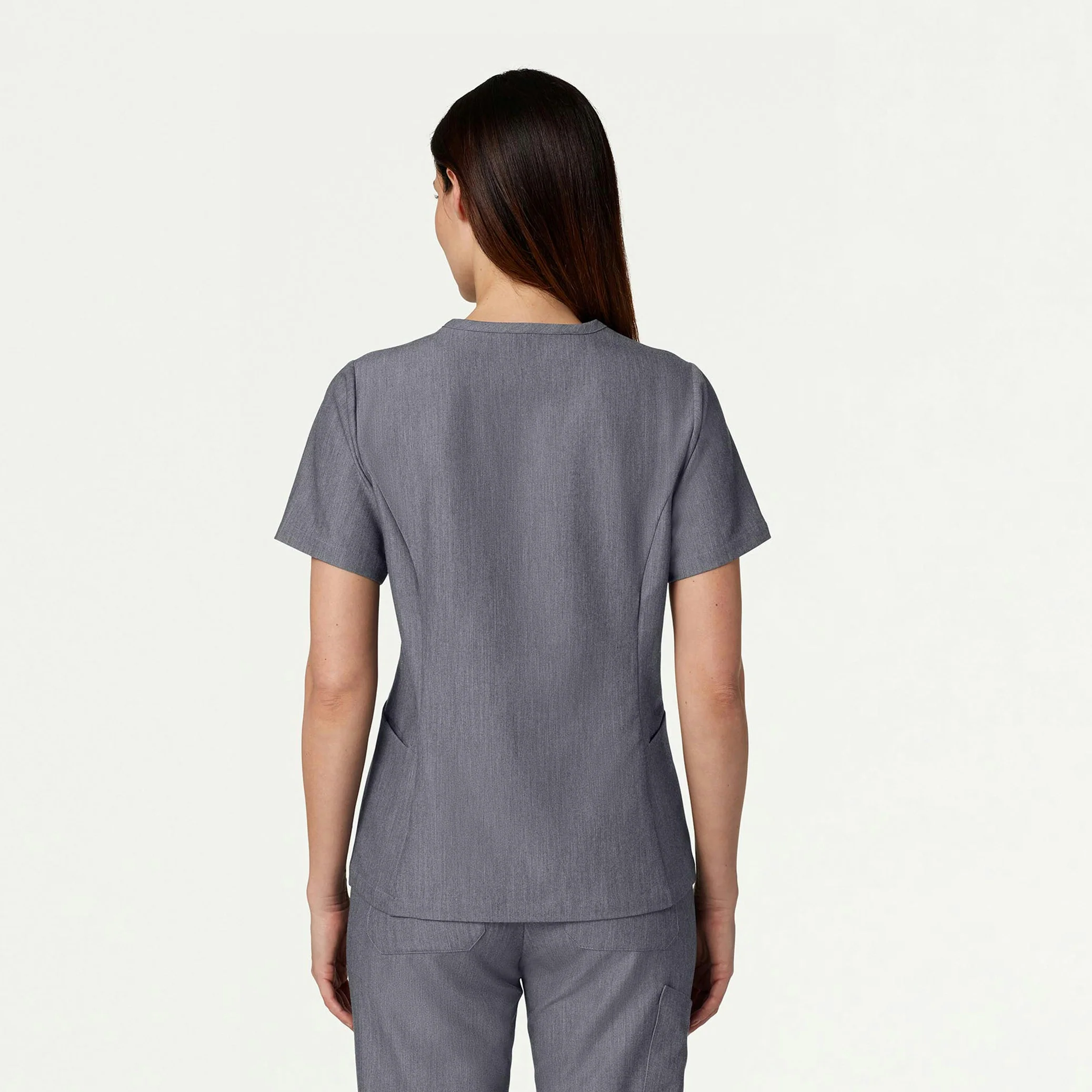 Calix Fit & Flare Scrub Top - Heather Gray - Image 4