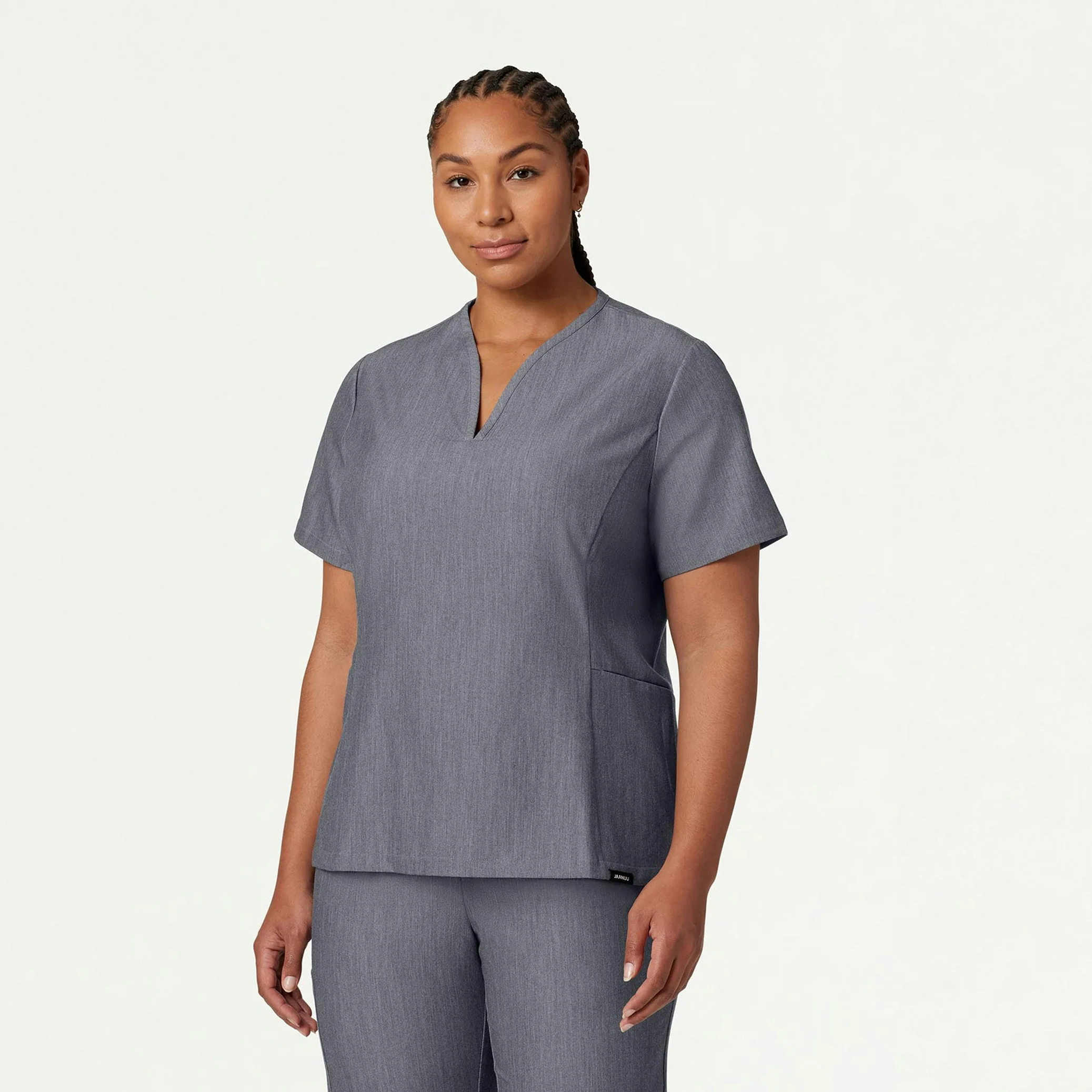 Calix Fit & Flare Scrub Top - Heather Gray - Image 7