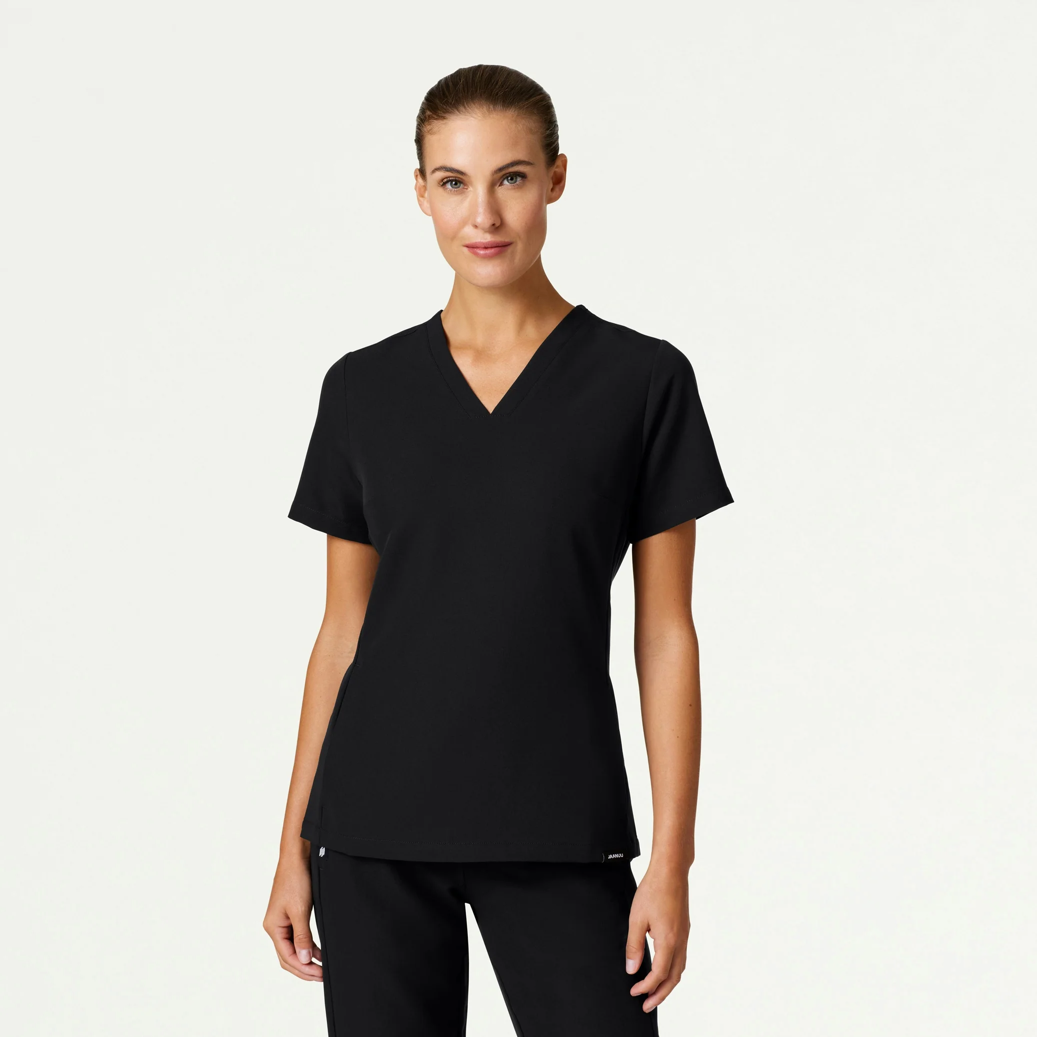 Carte Slim 2-Pocket Scrub Top - Black