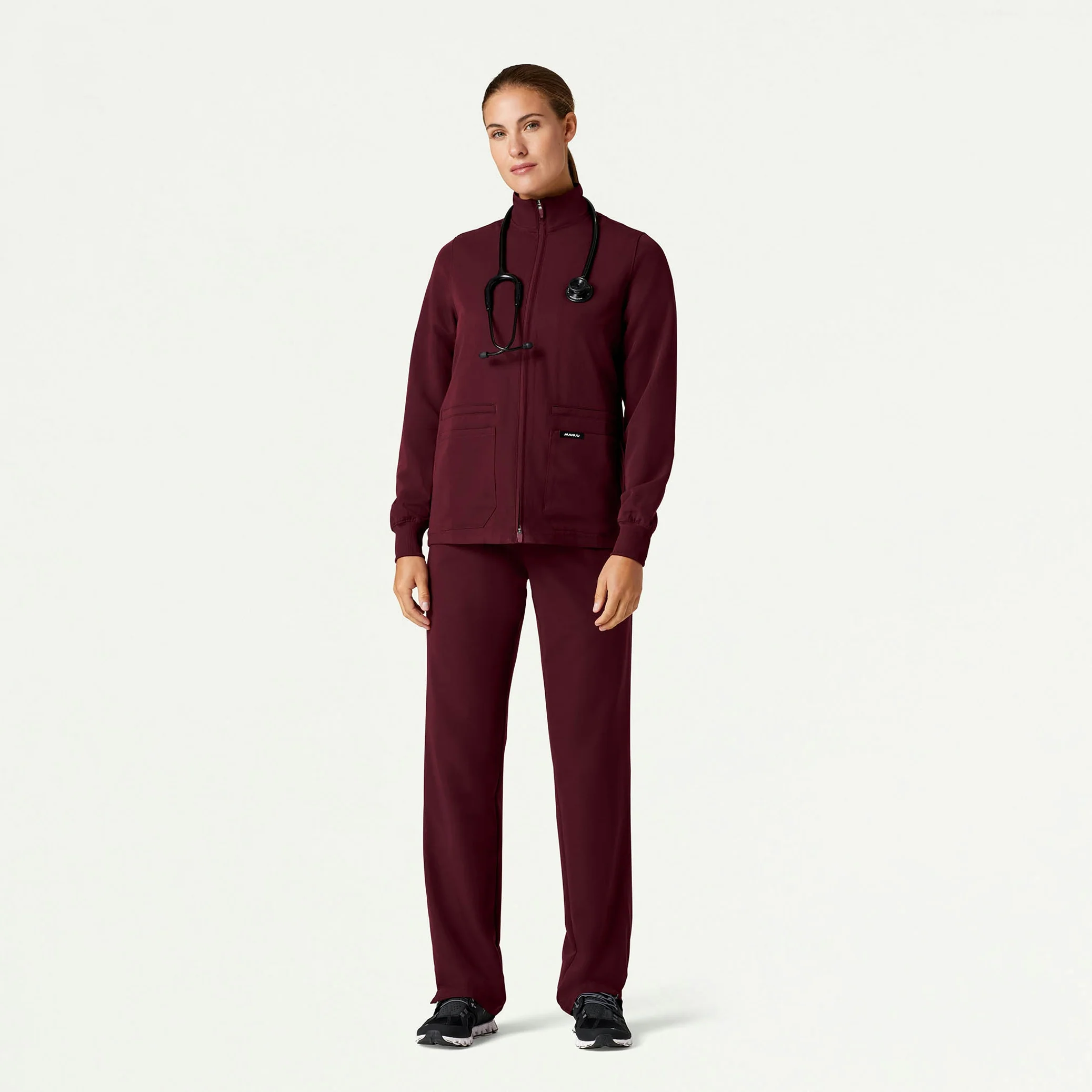 Ceri Essential 6-Pocket Scrub Jacket - Burgundy - Image 3