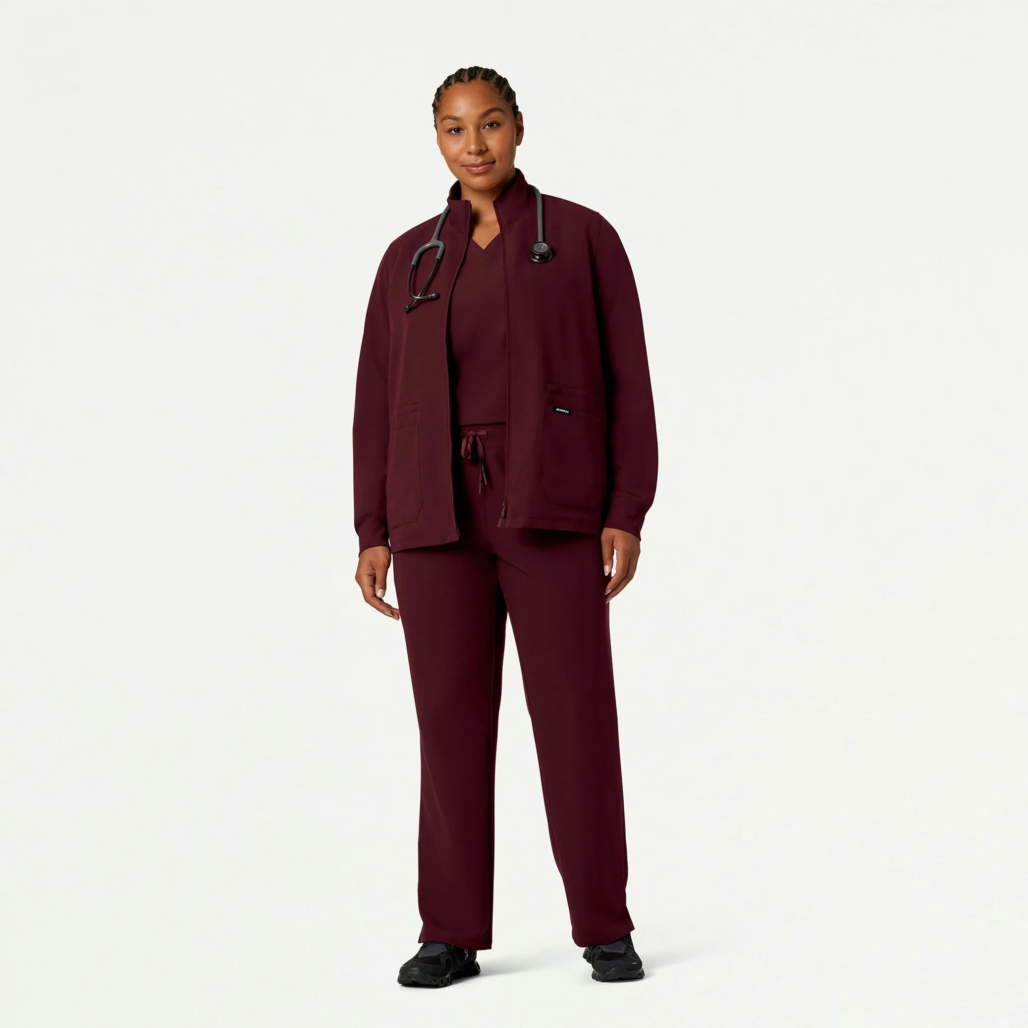 Ceri Essential 6-Pocket Scrub Jacket - Burgundy - Image 6